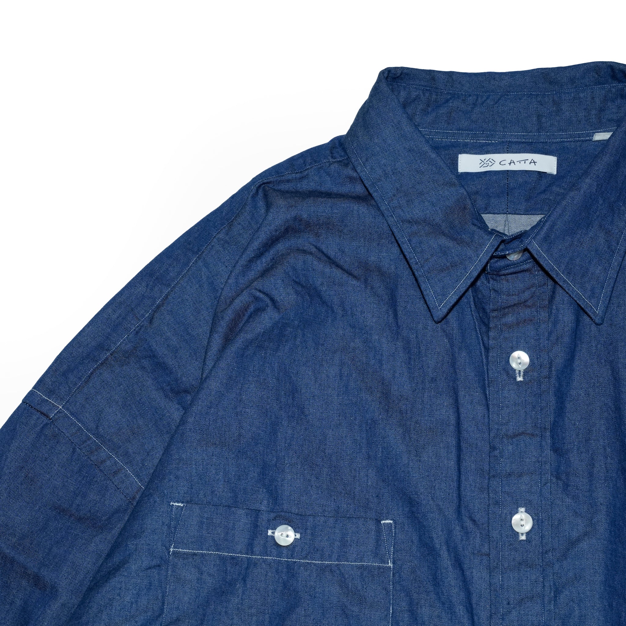REGULAR WIDE W POCKET SHIRT-DENIM | Color_Navy | No_rgw-01wp_navy【CATTA_カッタ】
