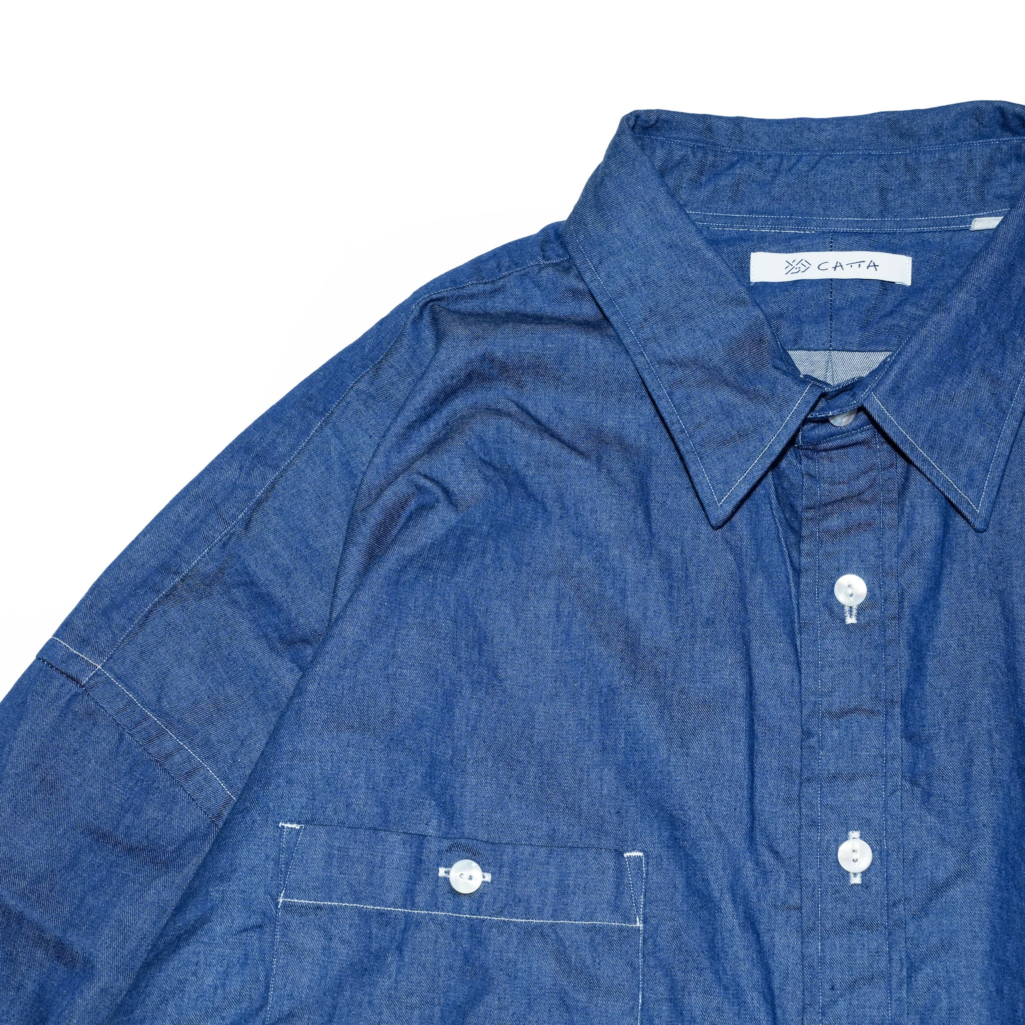 REGULAR WIDE W POCKET SHIRT-DENIM – Navy | CATTA SHIRTS