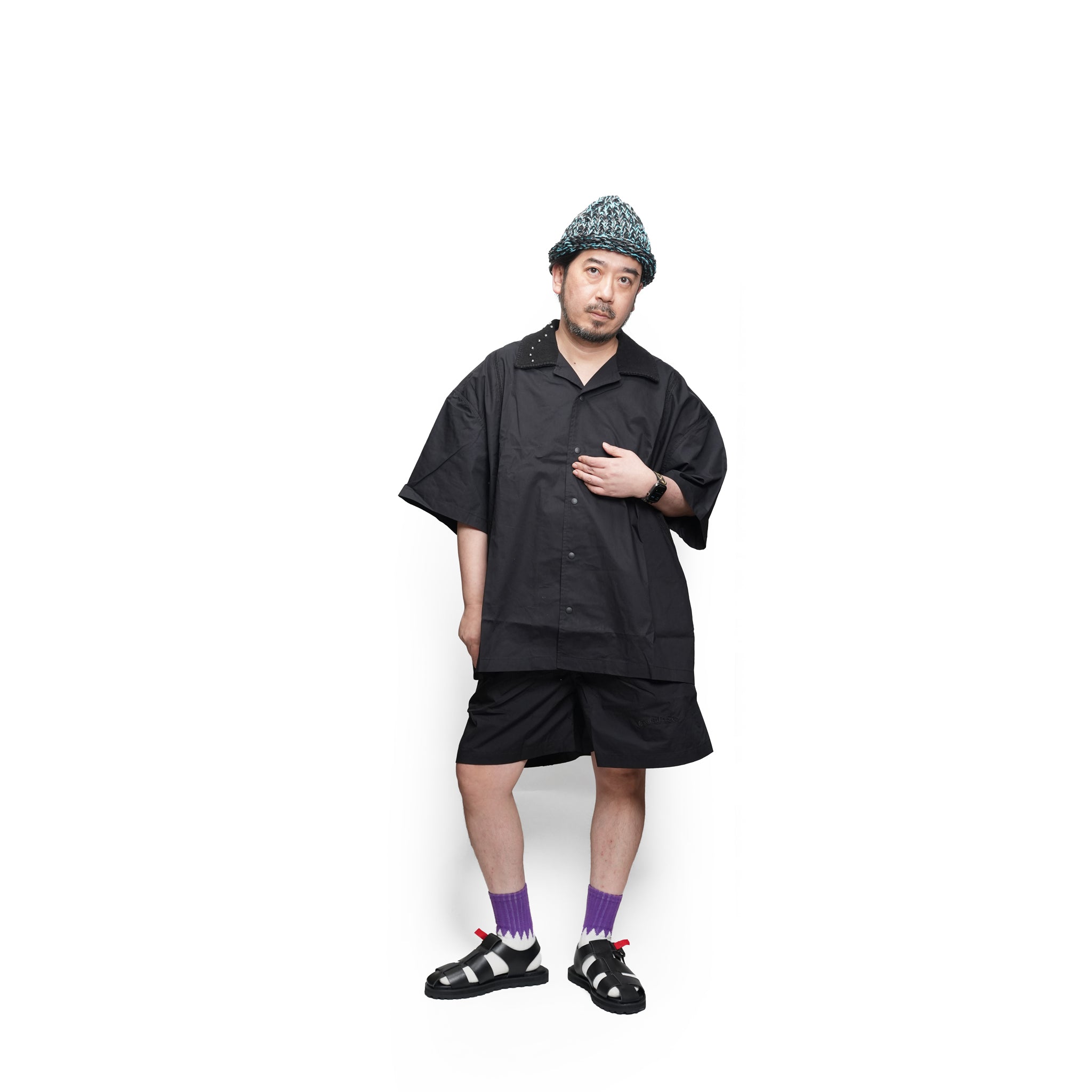 (A)crypsis® Classic Reconstructed — Evolved Oversized Shirt | Camouflage-Print Studded Shirt - Black | (A)CRYPSIS®