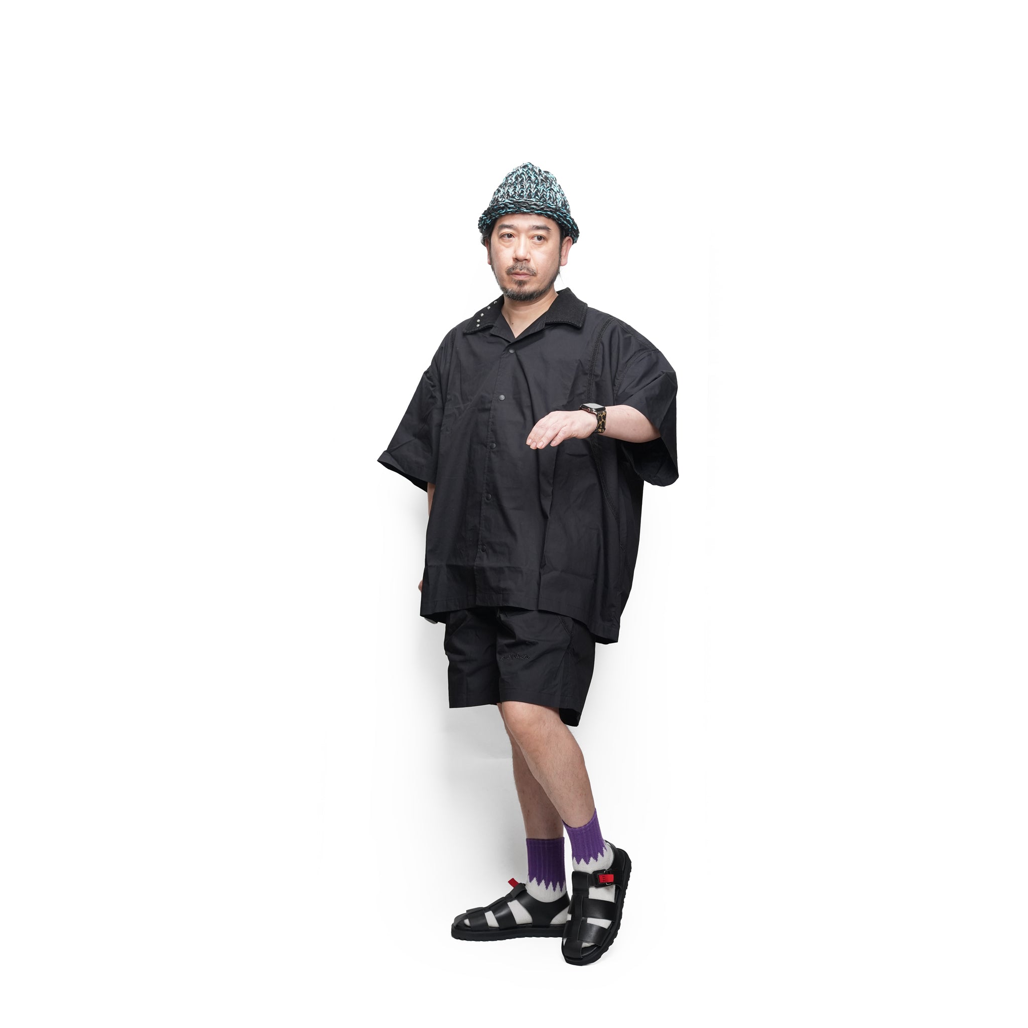 (A)crypsis® Classic Reconstructed — Evolved Oversized Shirt | Camouflage-Print Studded Shirt - Black | (A)CRYPSIS®
