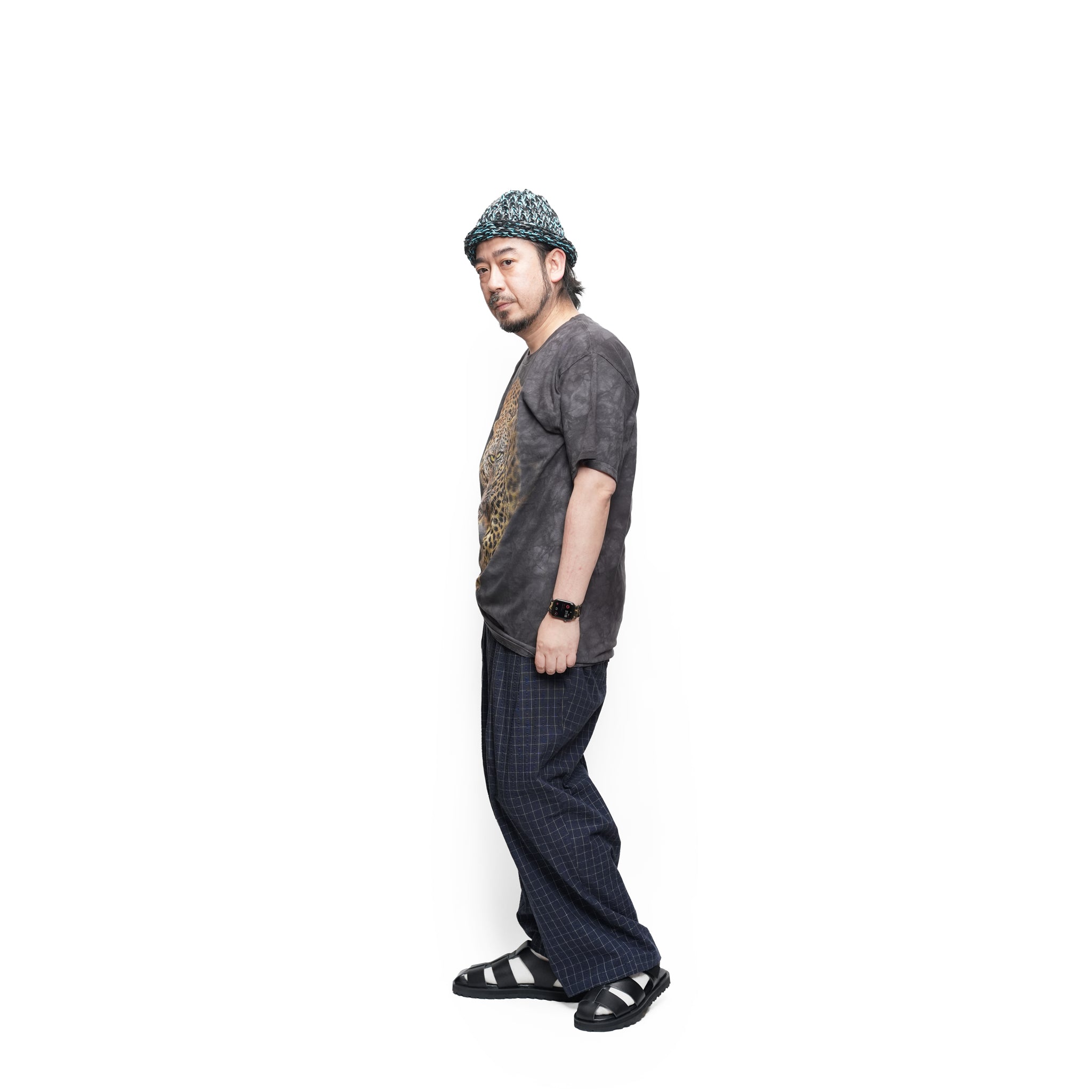 Checkered wide pants – Navy | MODEM DESIGN