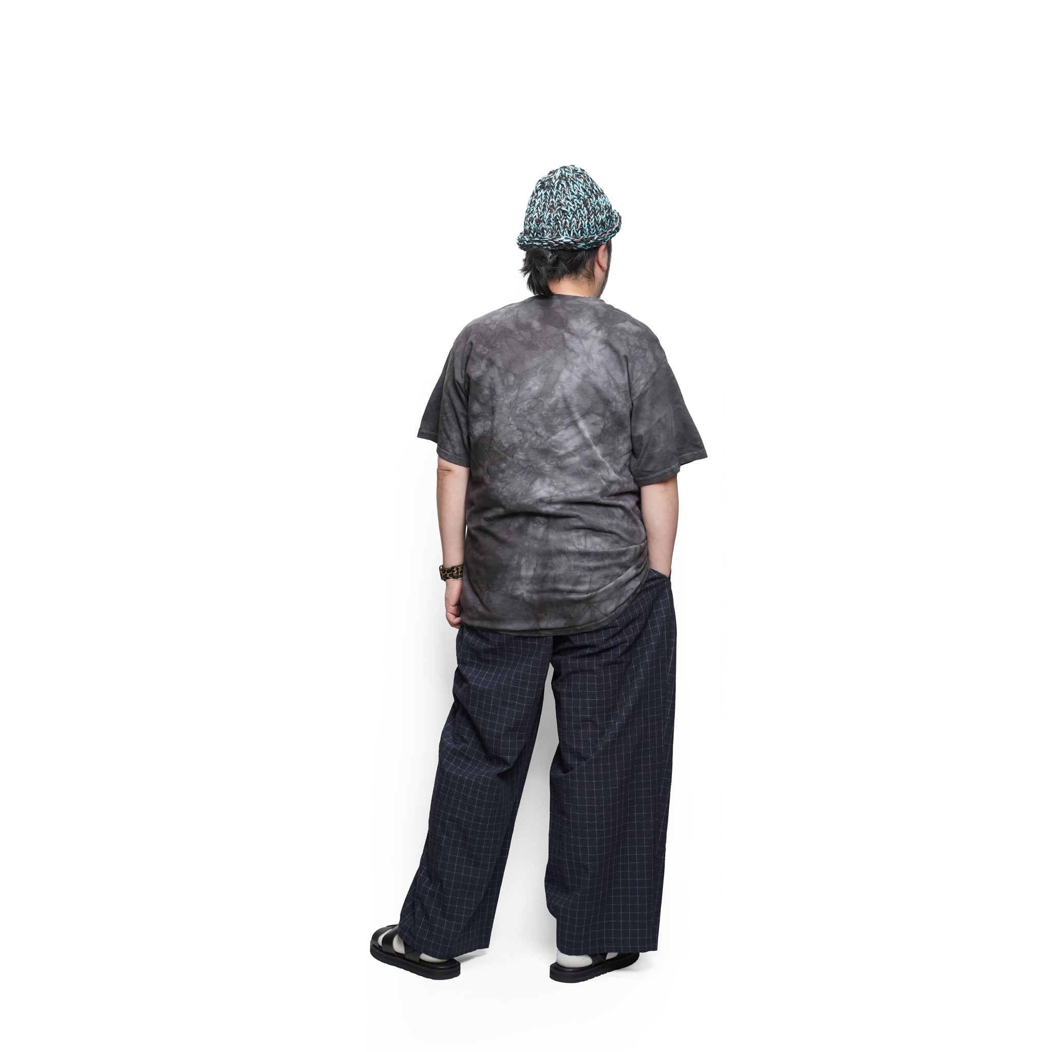 Checkered wide pants – Navy | MODEM DESIGN