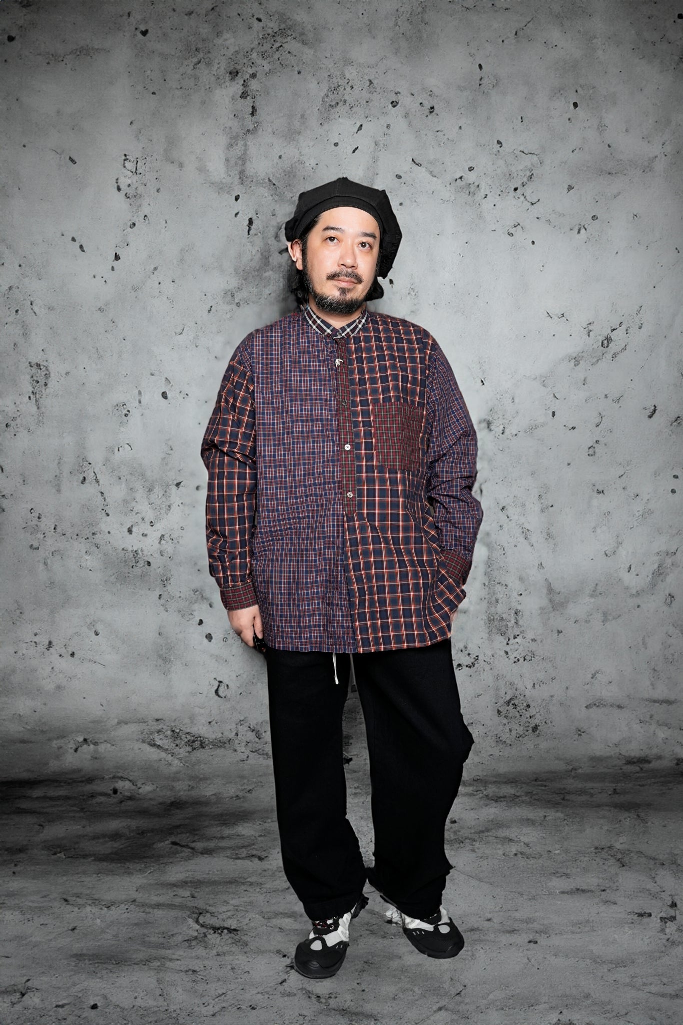 FPO-02_NAVY | FAKE PULLOVER  SHIRTS-CRAZY CHECK | Color:Navy【CATTA_カッタ】