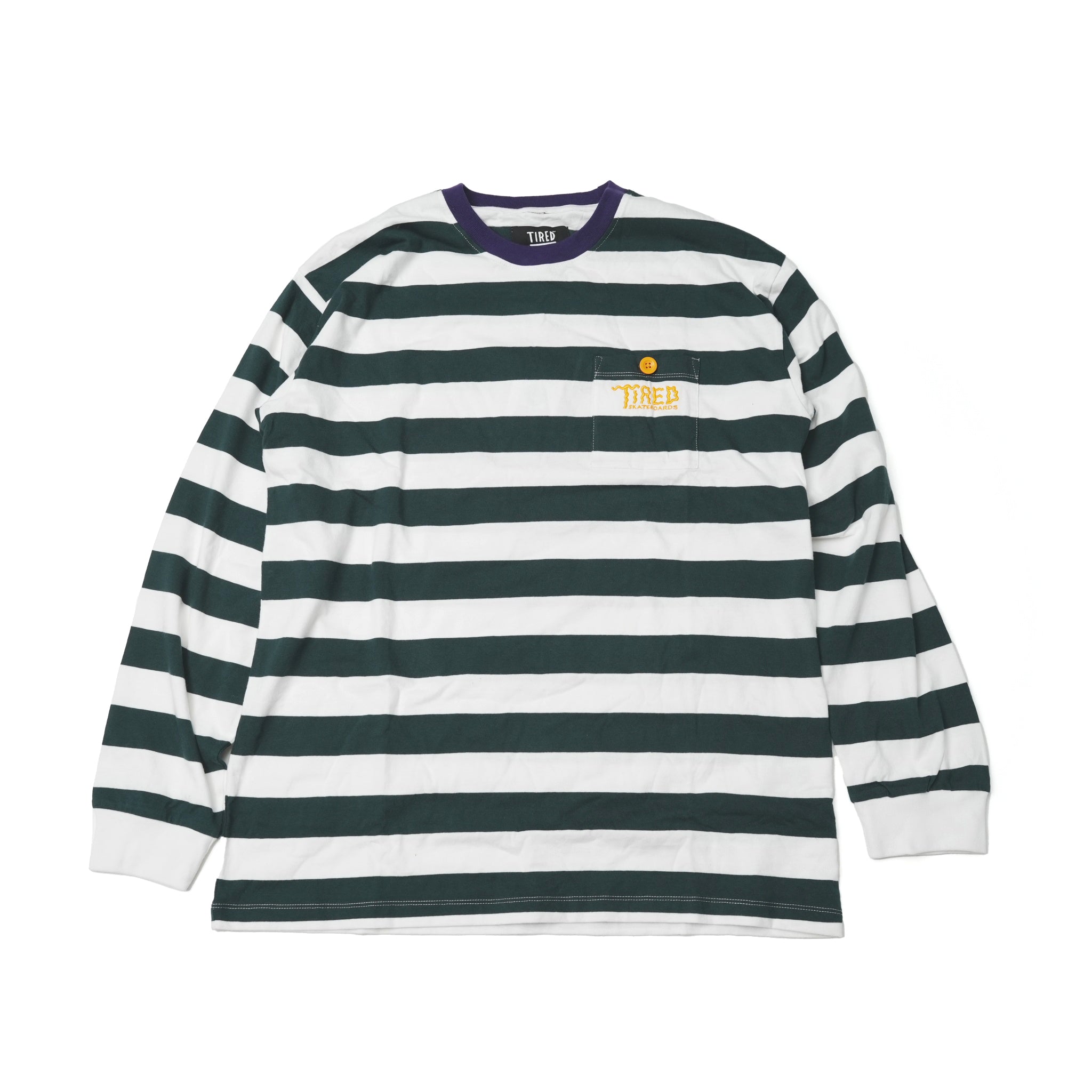 No:TS00314 | Name:SQUIGGLY LOGO STRIPED POCKET LS | Color:Purple/Forest【TIRED_タイレッド】