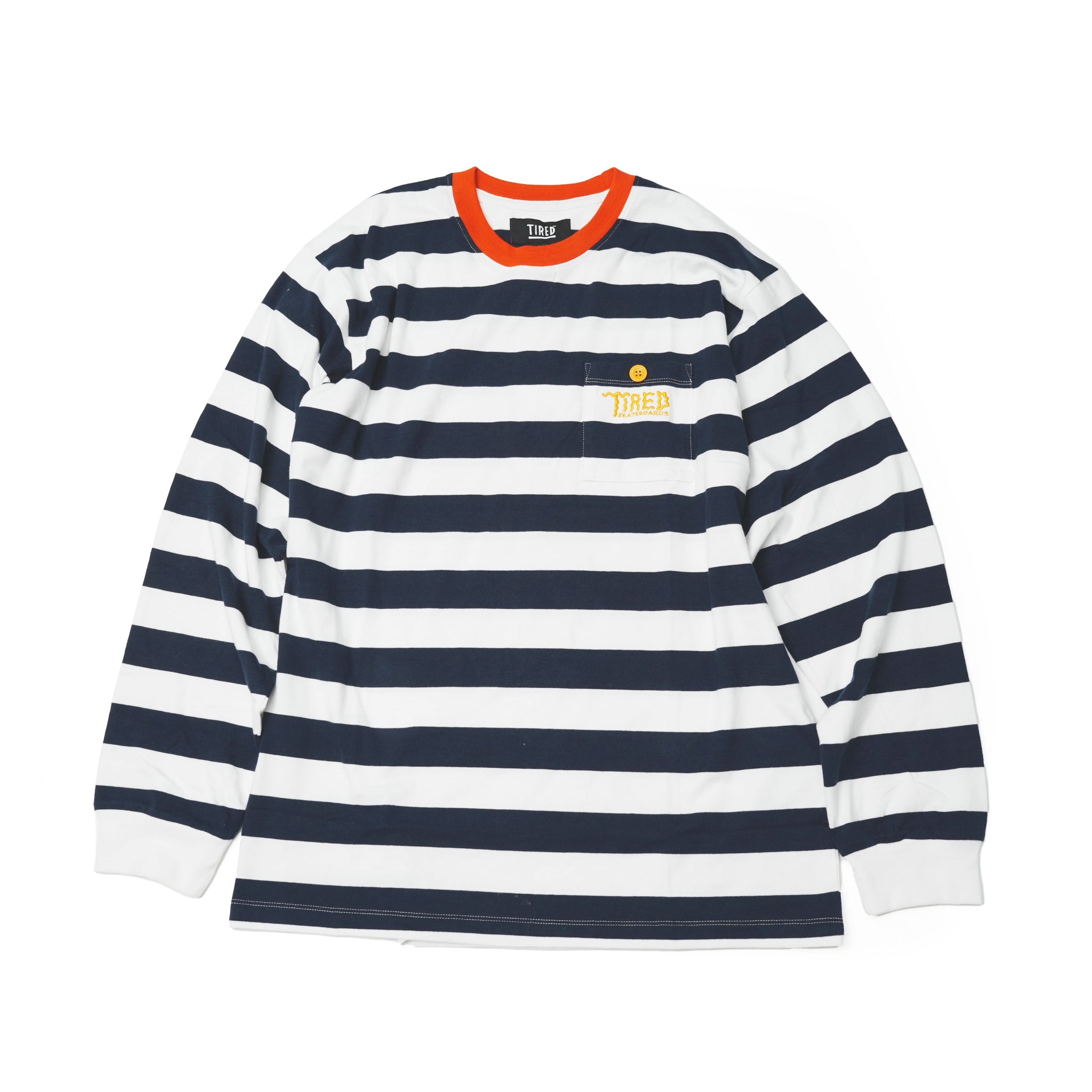 No:TS00313 | Name:SQUIGGLY LOGO STRIPED POCKET LS | Color:Red/Navy【TIRED_タイレッド】