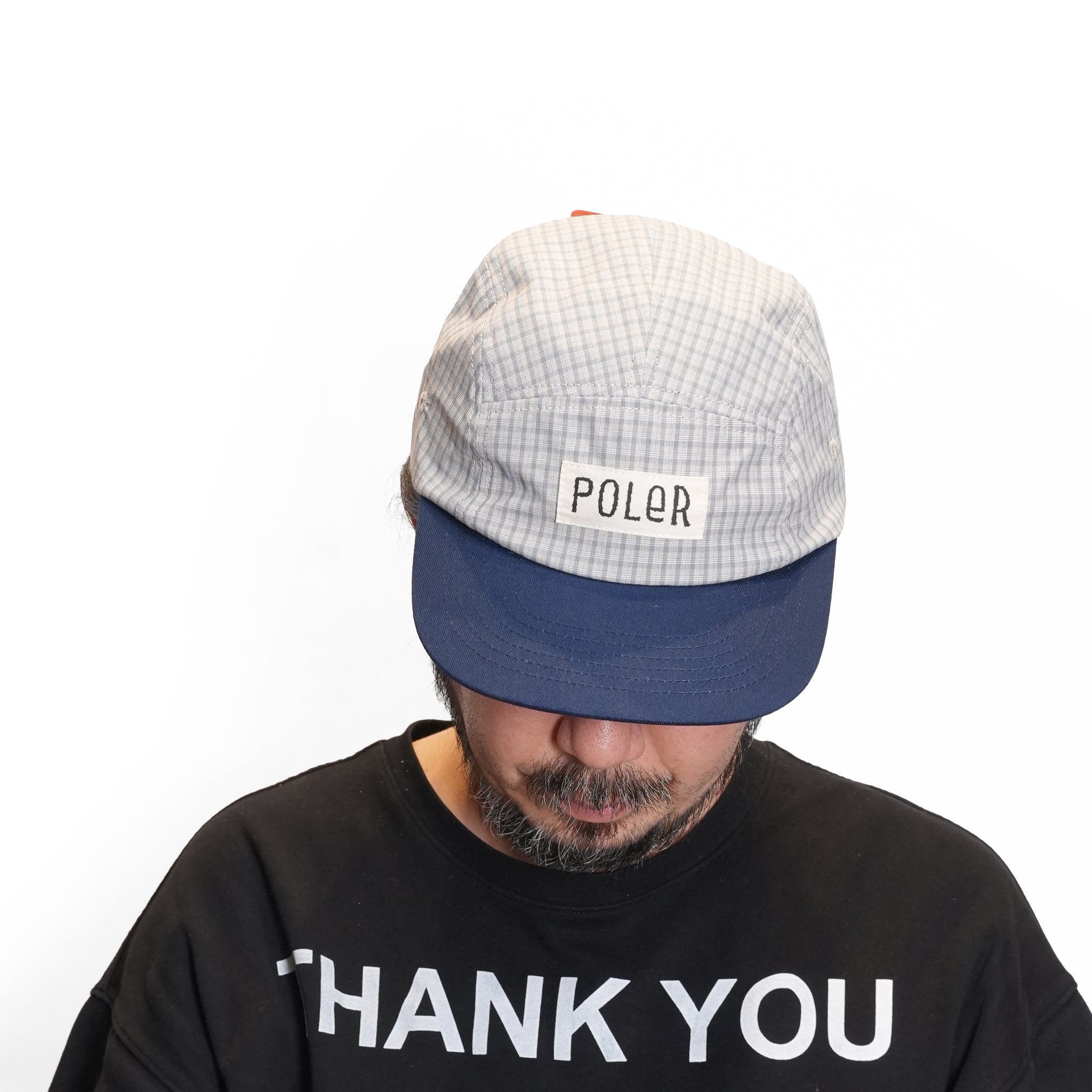 PL CHECK 5P CAP Gray-Black / Beige-Navy | POLER