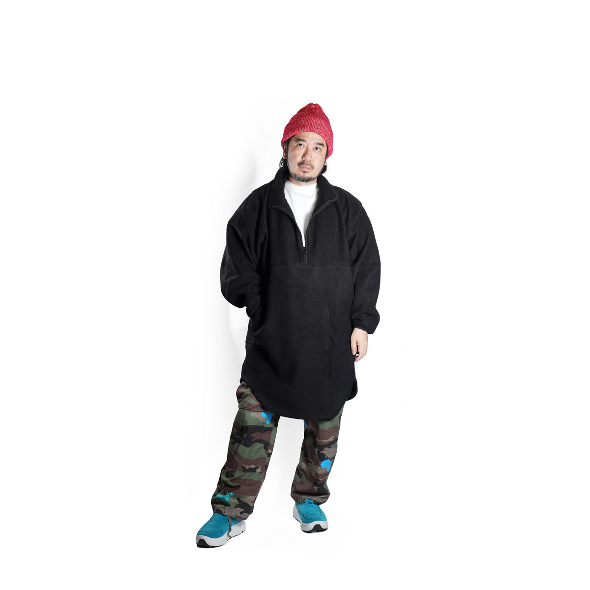 HALF ZIP FLEECE LONG P/O – Bk | KHA:KI