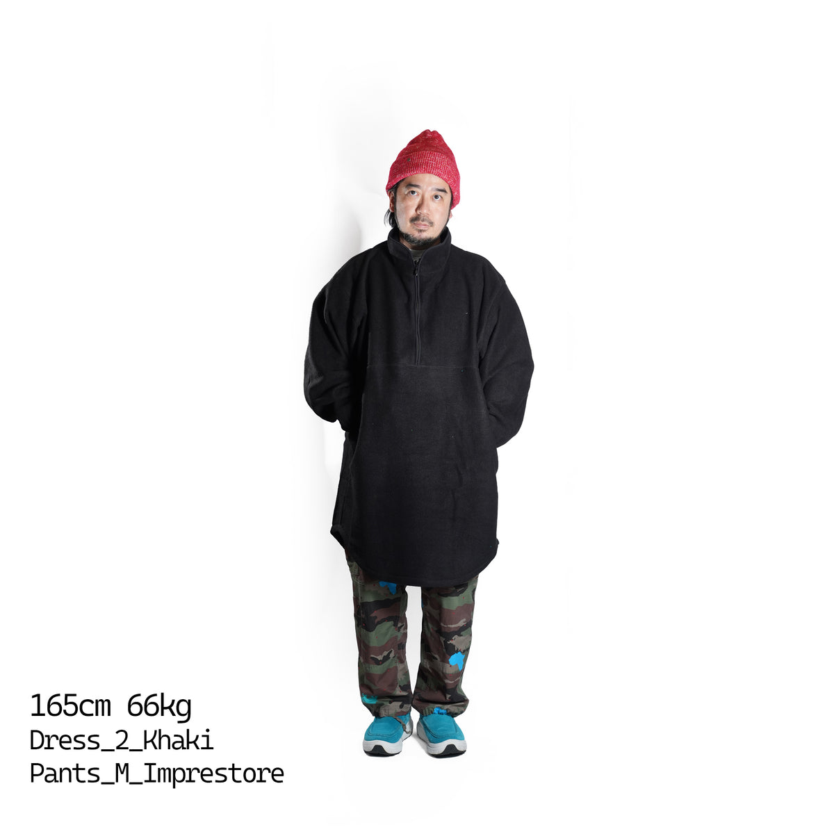 HALF ZIP FLEECE LONG P/O – Bk | KHA:KI