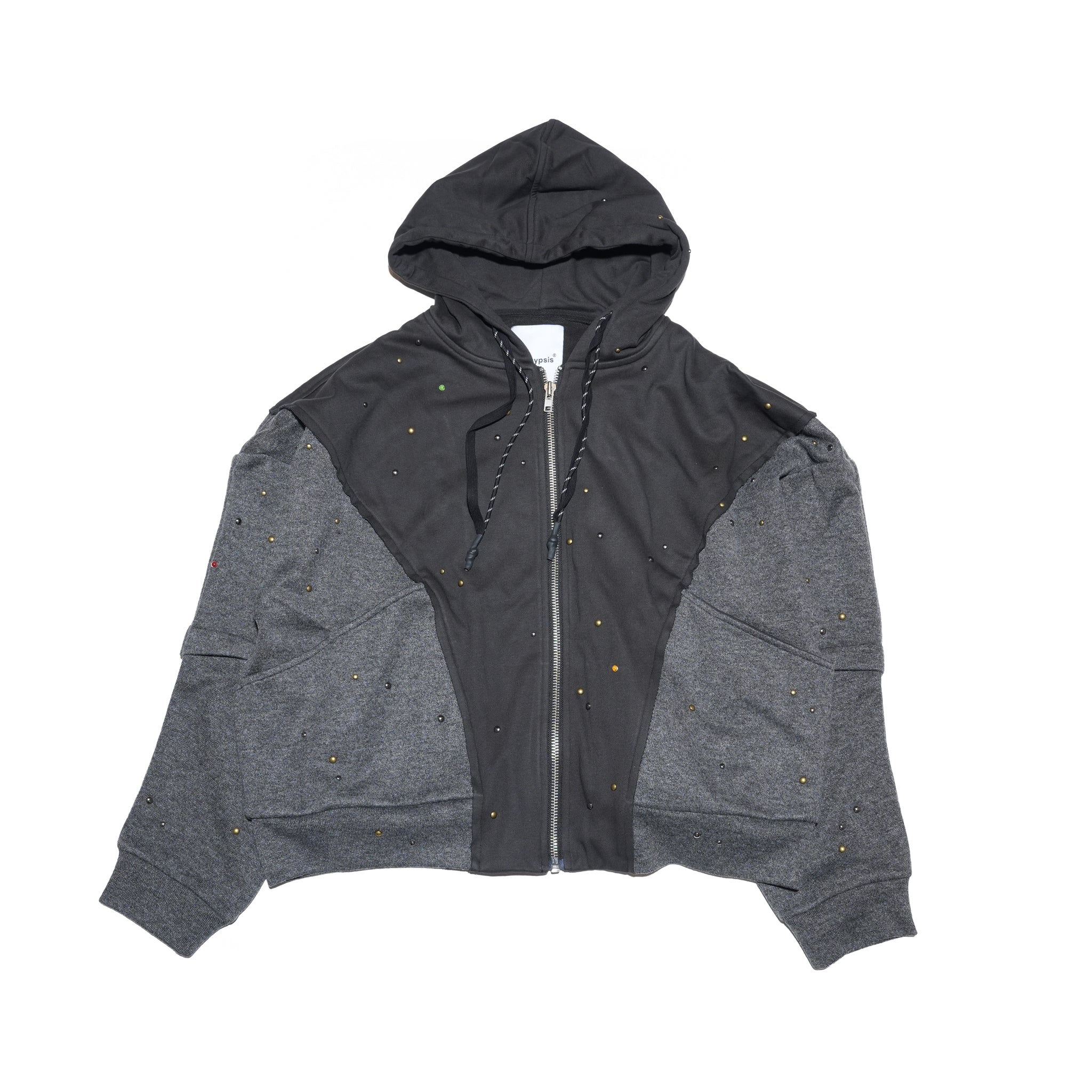 (A)crypsis® “High-Density Handcrafted Starry Sky Jewelry-Detail Structured Zipper Jacket” in Dark Gray | (A)CRYPSIS®