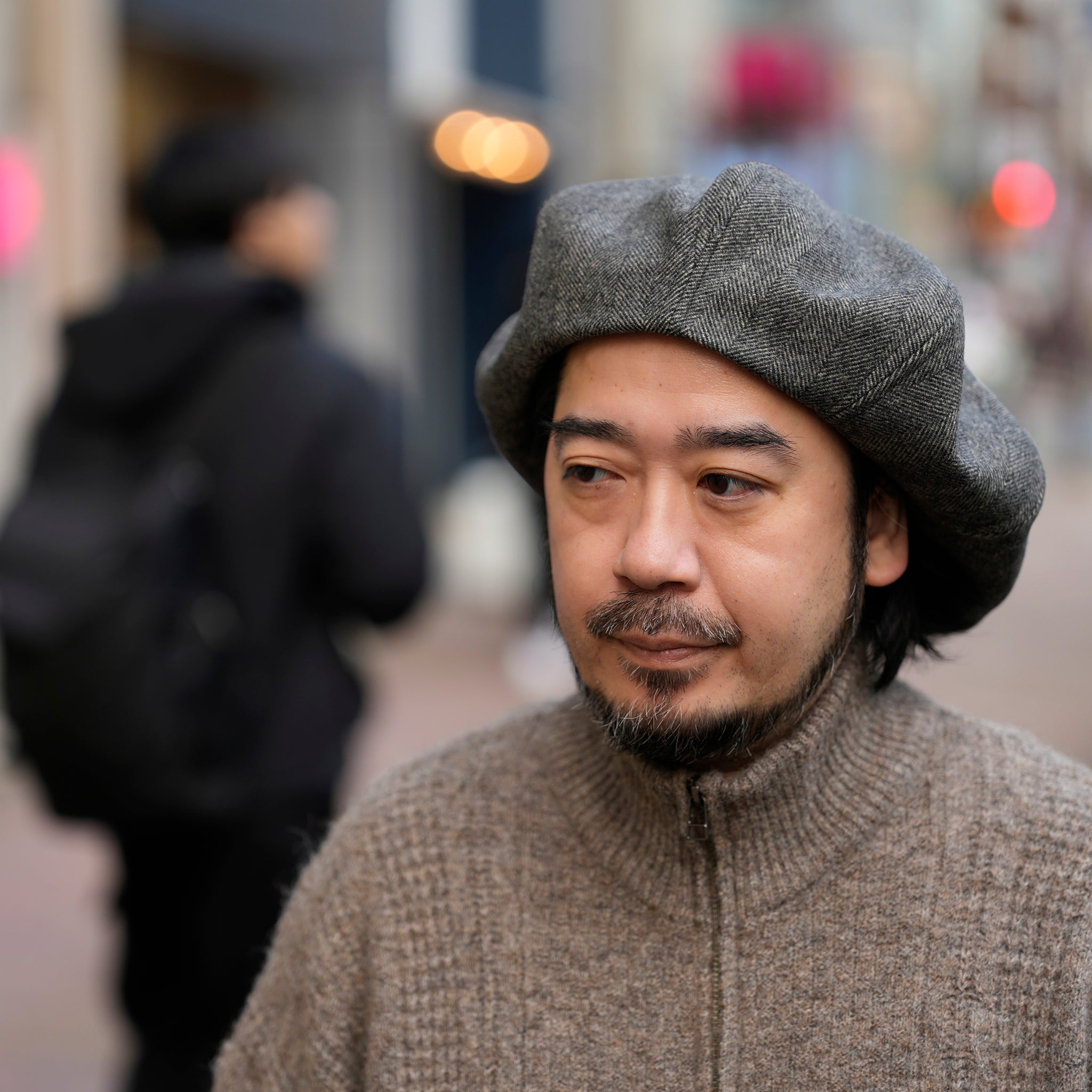 8 PANELS BIG BERET | Color_Black/Herringbone Grey | No_25-3-HT8BB01【ORIGINAL JOHN_オリジナルジョン】