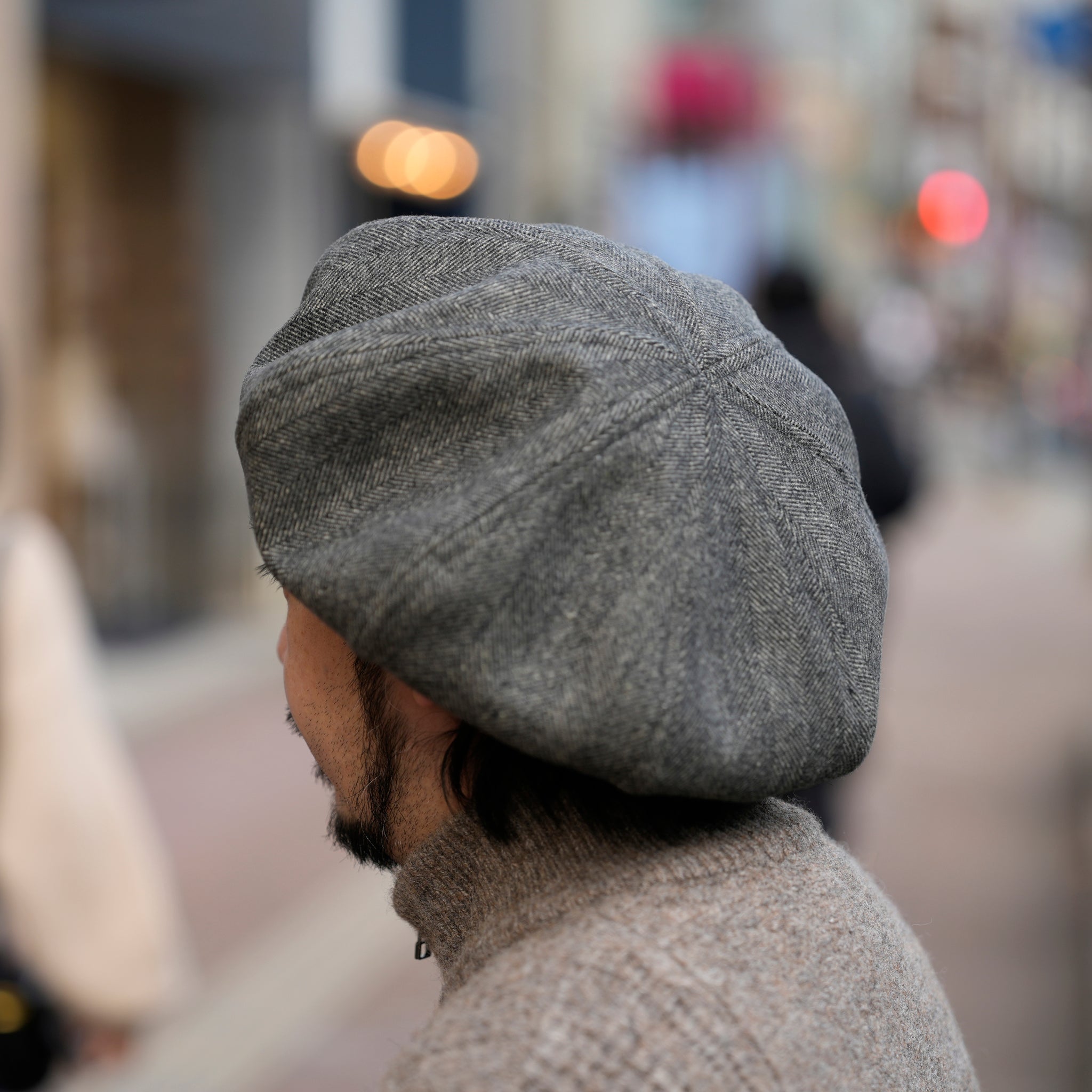 8 PANELS BIG BERET | Color_Black/Herringbone Grey | No_25-3-HT8BB01【ORIGINAL JOHN_オリジナルジョン】