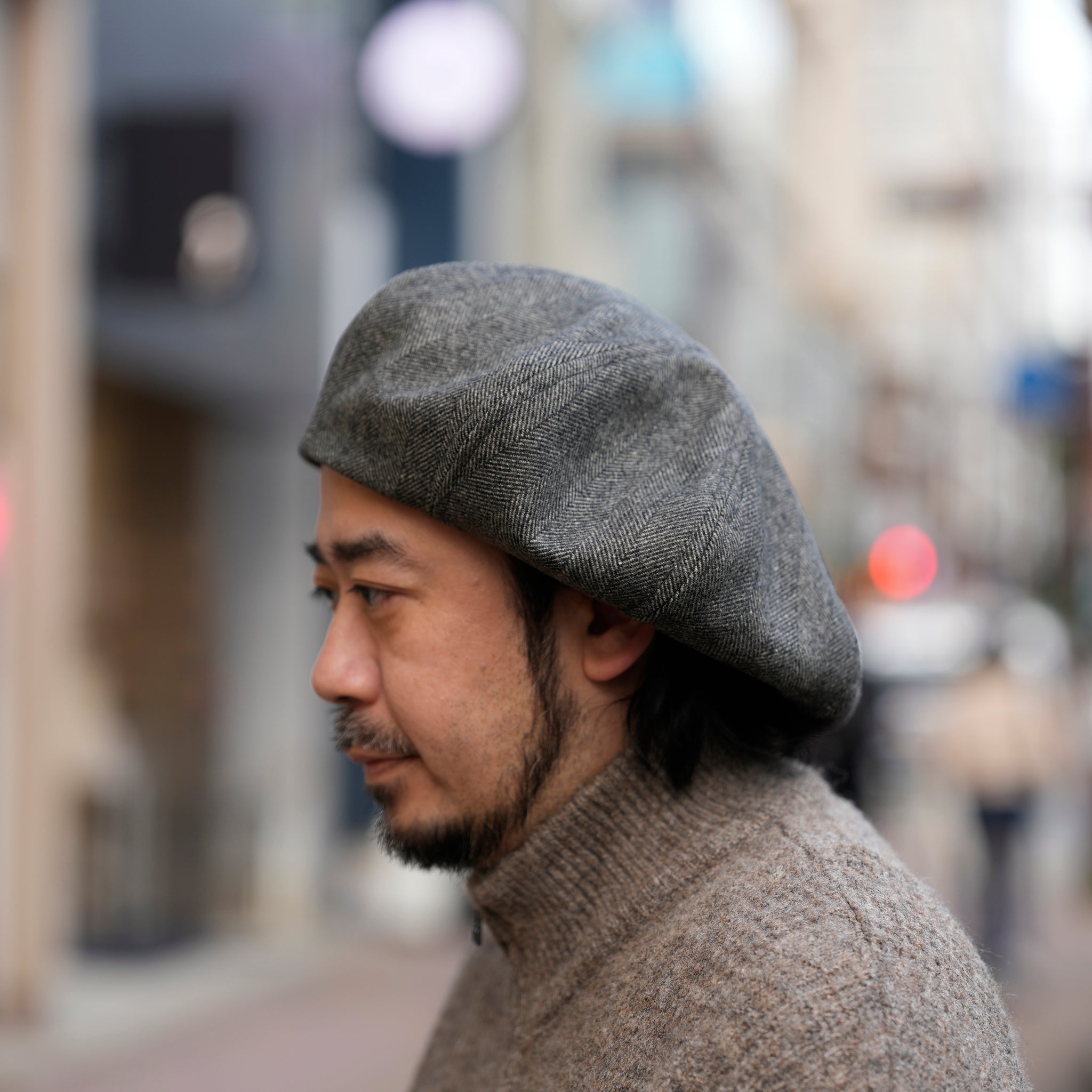 8 PANELS BIG BERET | Color_Black/Herringbone Grey | No_25-3-HT8BB01【ORIGINAL JOHN_オリジナルジョン】