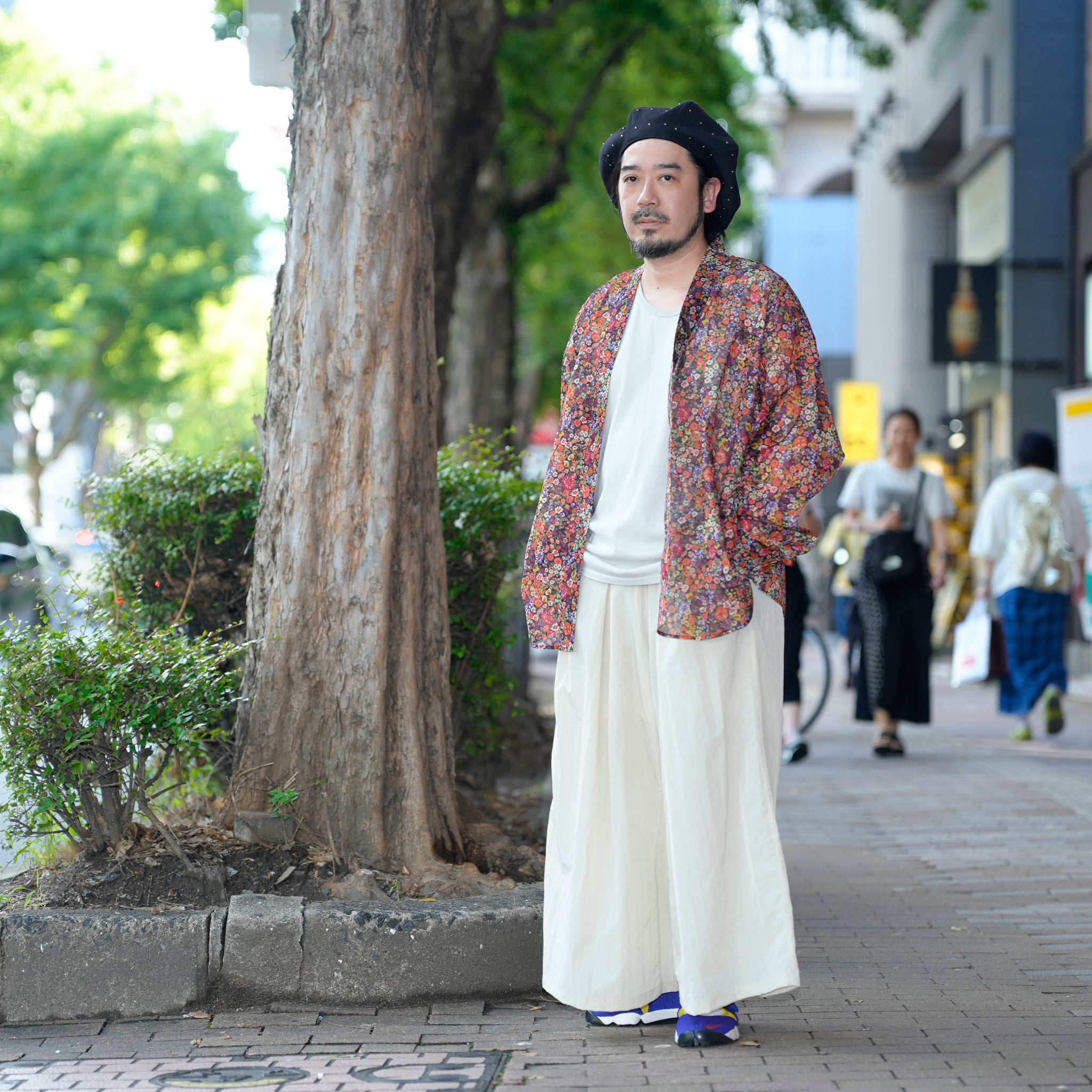 G71201_MT.OR | FLOWER SHEER NO COLLAR SHIRT-MT.OR | Color:Orange【GORT_ゴート】