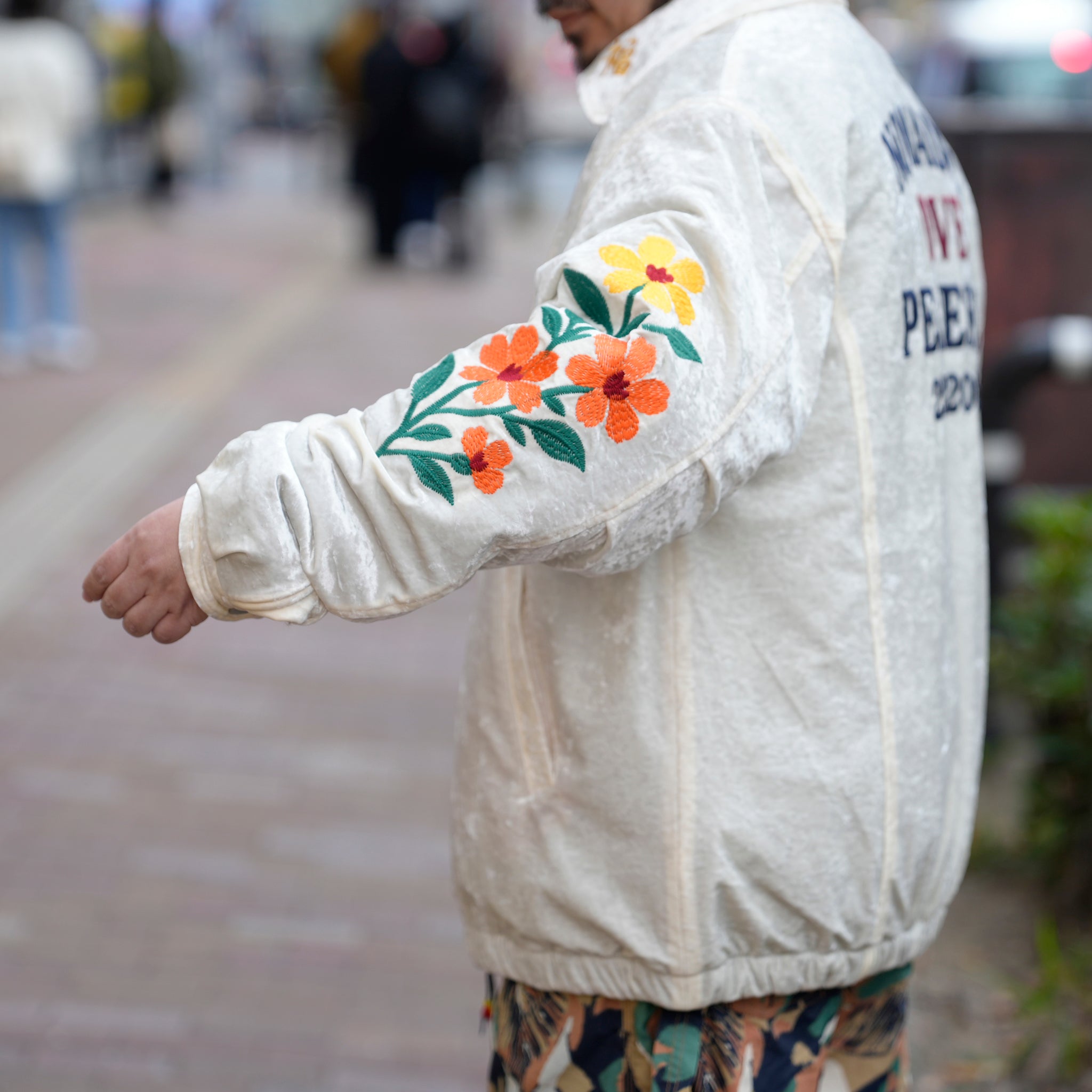 Fabric Embroidered Jumper / White Musk | AMBERGLEAM