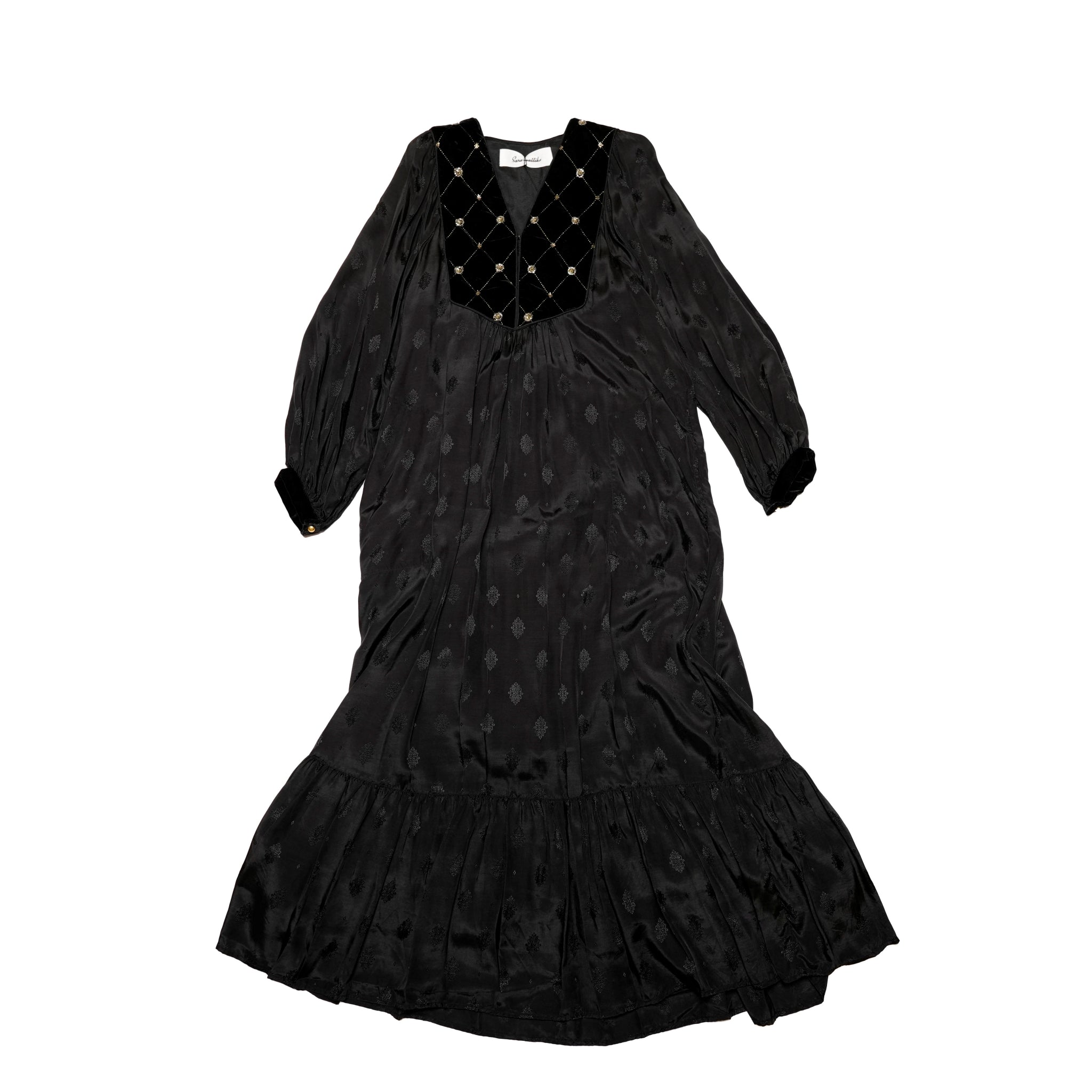 020442SP3_BLACK | PARVEEN BEADS EMB TASSEL DRESS | Color:Black【SARA MALLIKA_サラマリカ】