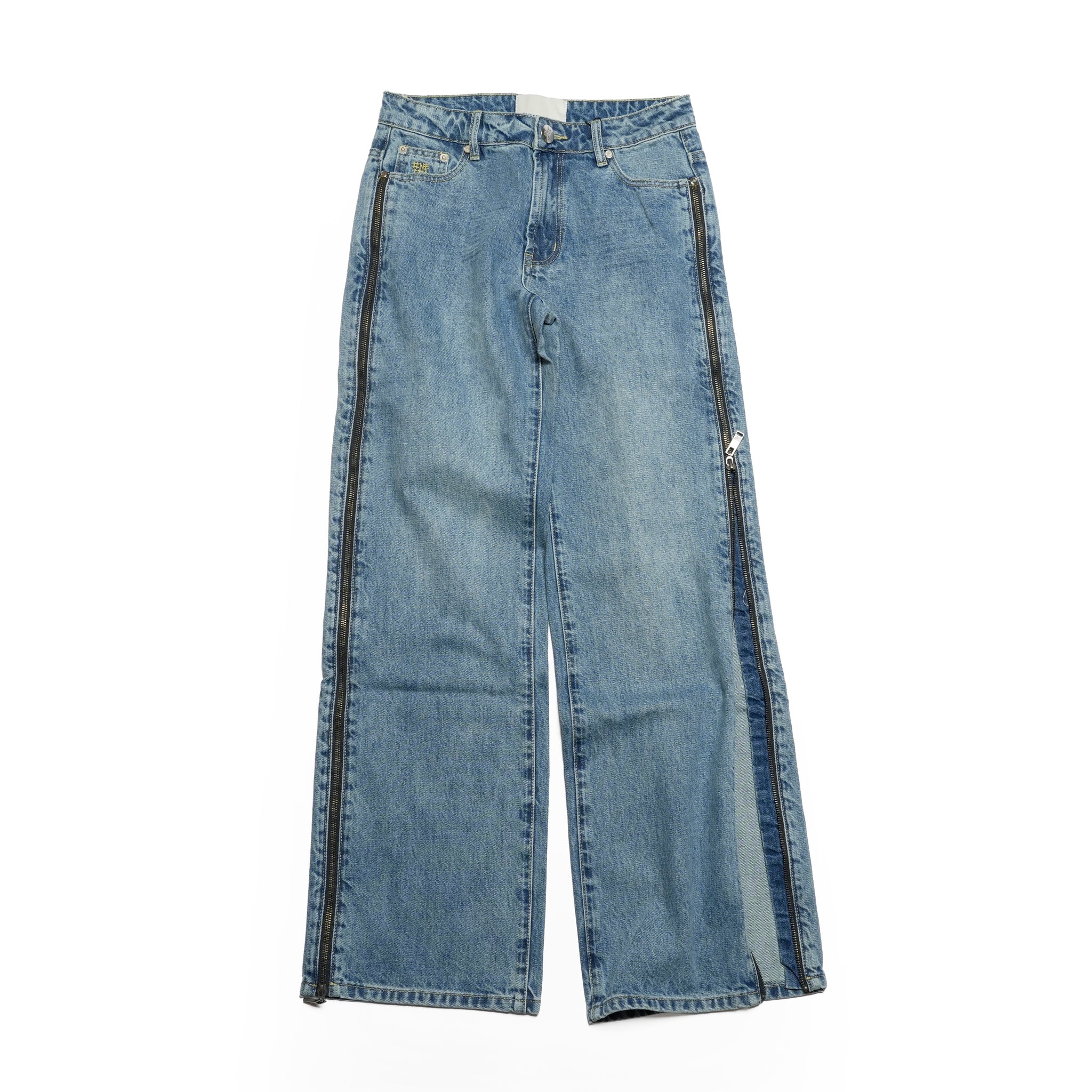 LOW RIDERS LOW WAIST WIDE LEG ZIPPED DENIM JEANS | Color_Pretty Blue | No_27302_Pretty Blue【ONE TEASPOON_ワンティースプーン】