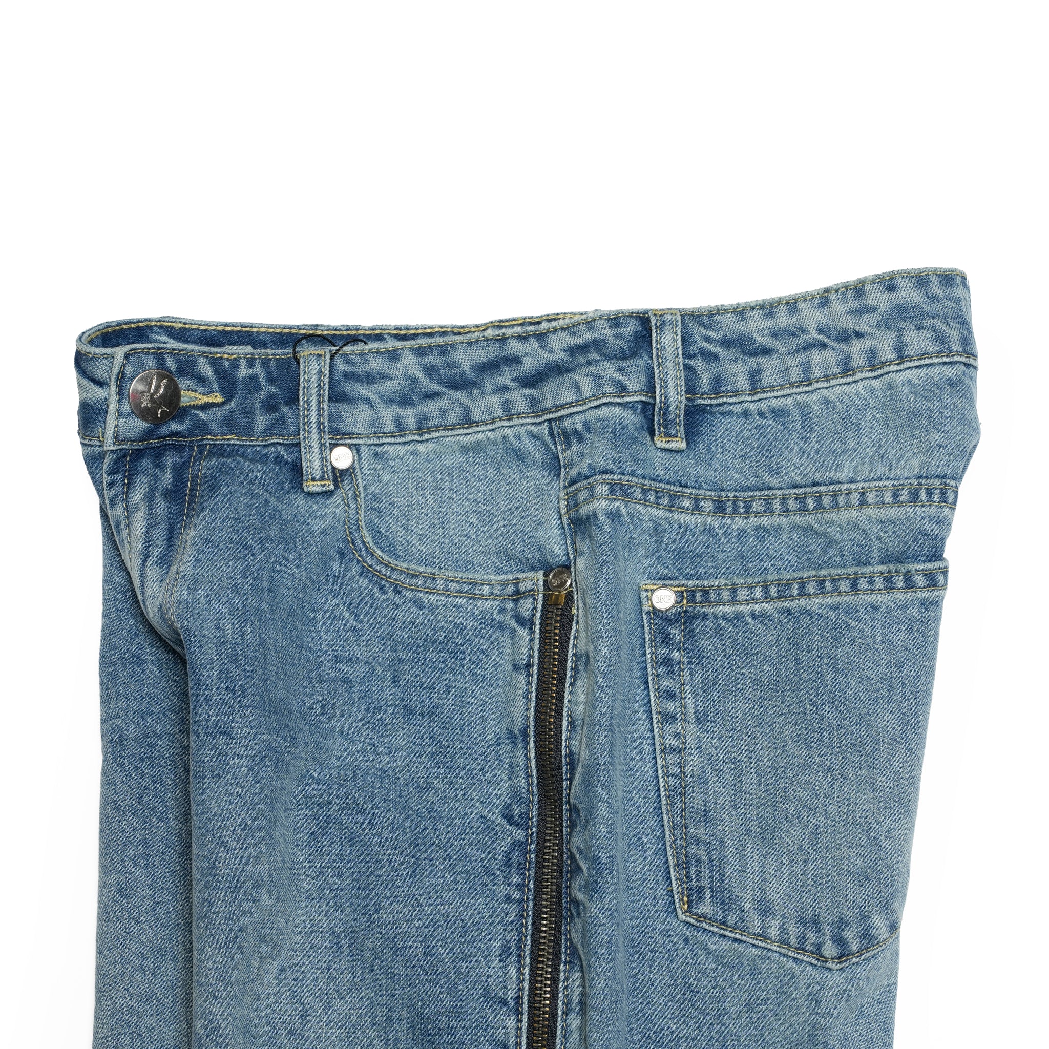 LOW RIDERS LOW WAIST WIDE LEG ZIPPED DENIM JEANS | Color_Pretty Blue | No_27302_Pretty Blue【ONE TEASPOON_ワンティースプーン】