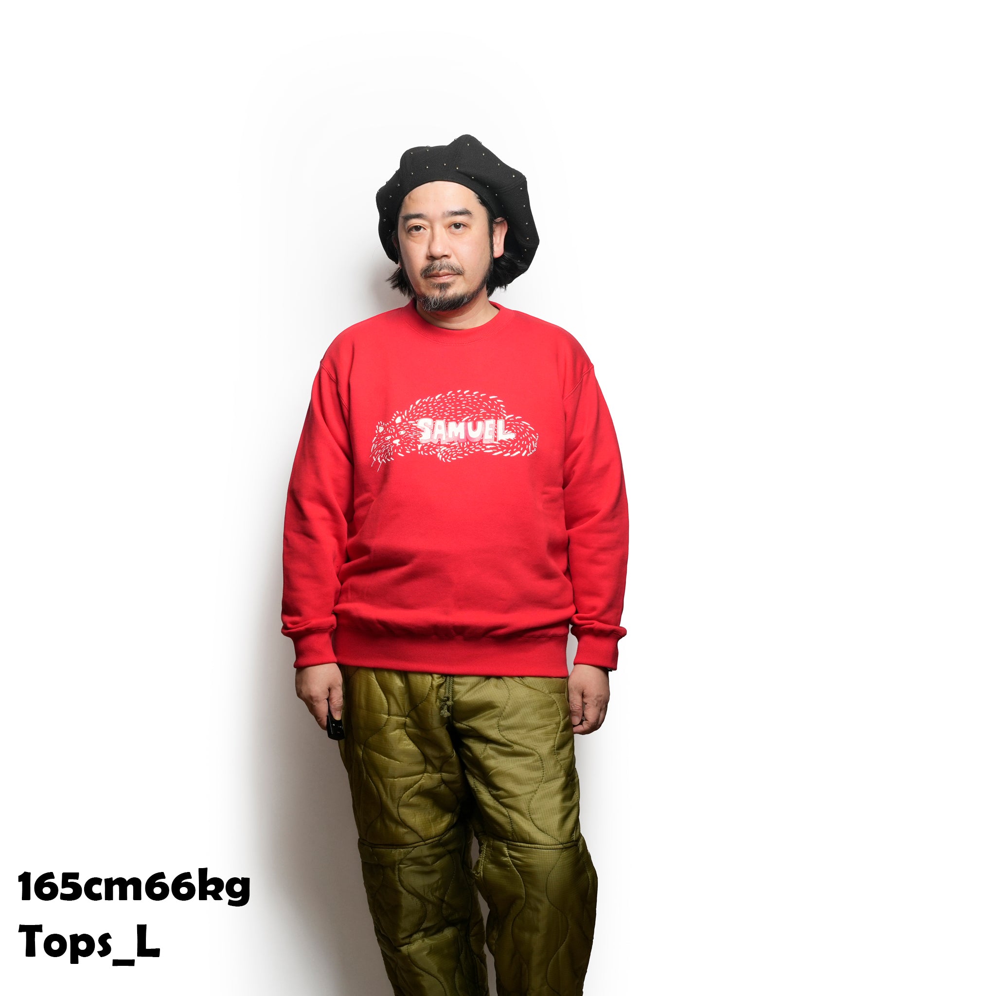 SAMUEL ×SHIMAO MAHO CAT LOGO CREWNECK SWEAT SHIRT | Color: Red S-25AW-SM-001【SAMUEL_サミュエル】