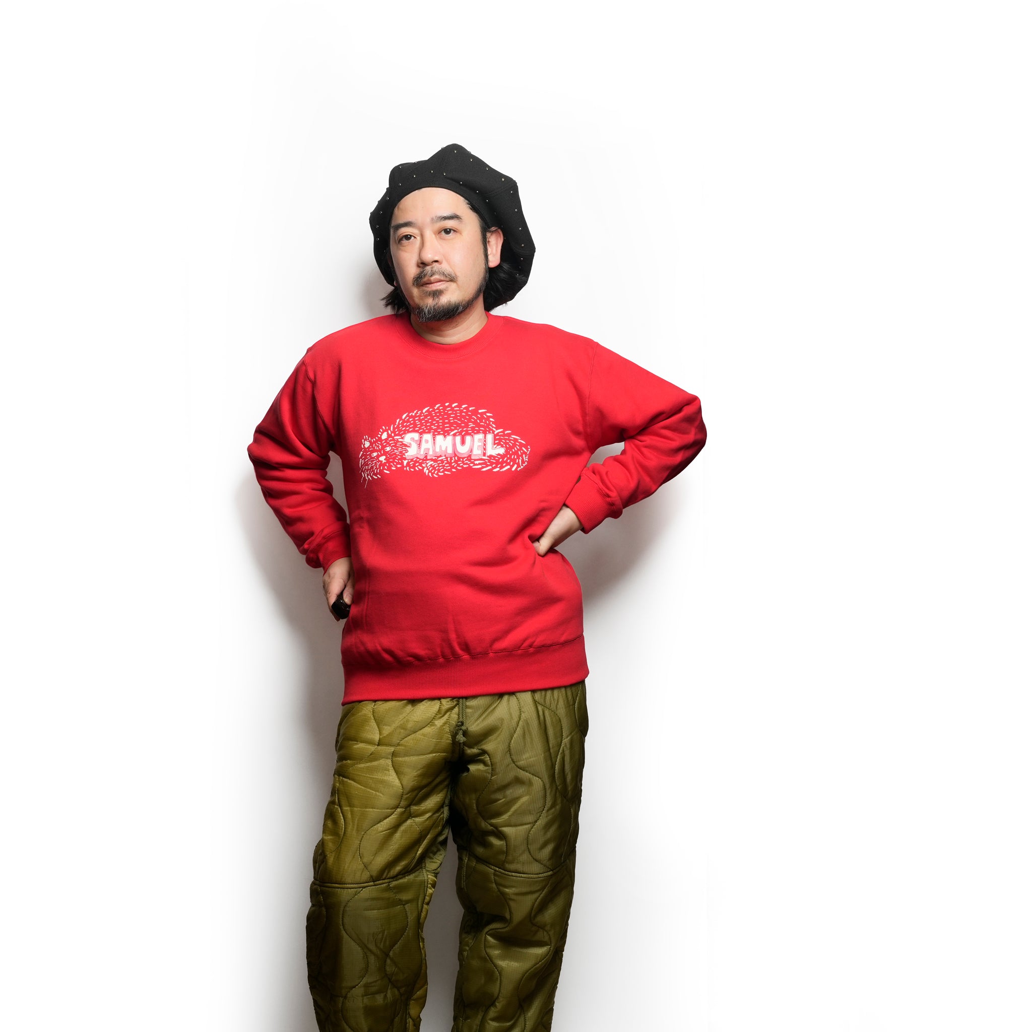 SAMUEL ×SHIMAO MAHO CAT LOGO CREWNECK SWEAT SHIRT | Color: Red S-25AW-SM-001【SAMUEL_サミュエル】