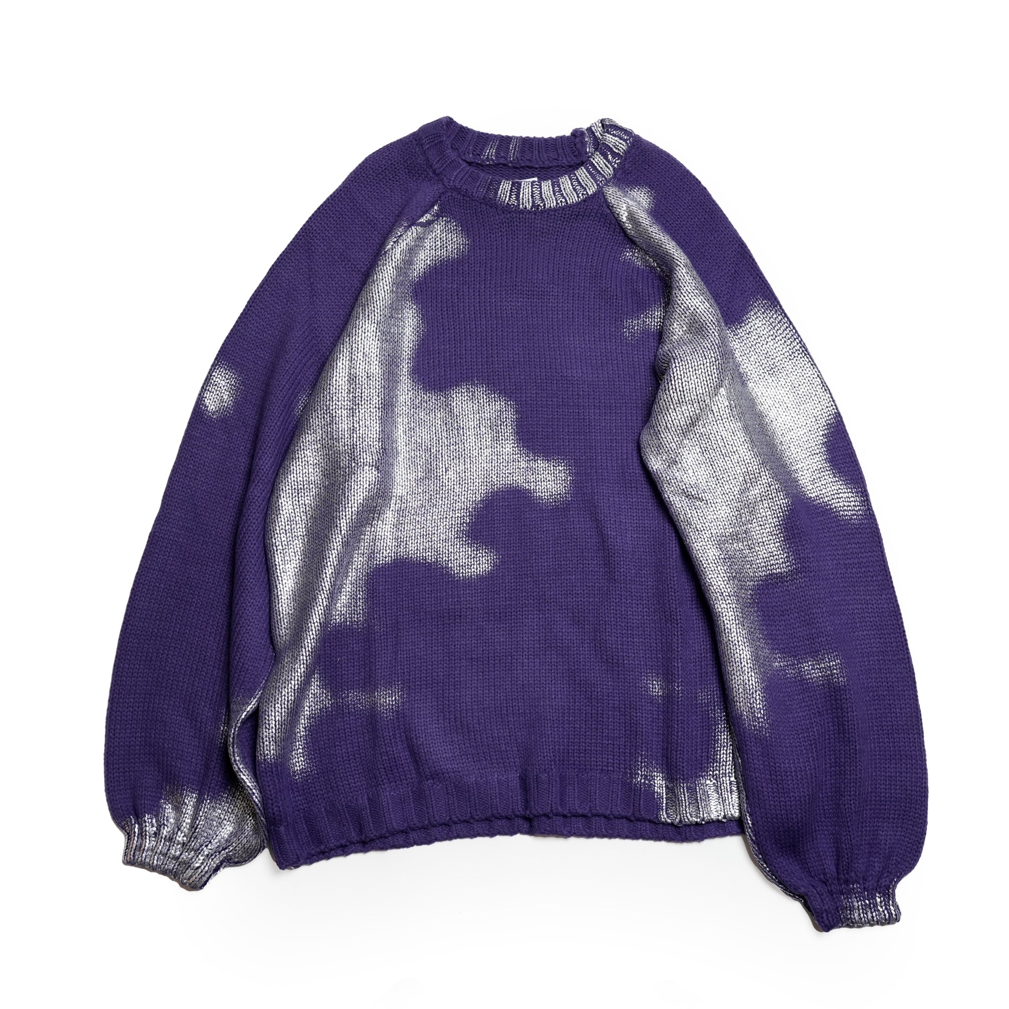 217172_Purple | Silver Gradation Graphic Print Crew Neck Knit | Color:Purple【APHLOTUS_アプロタス】