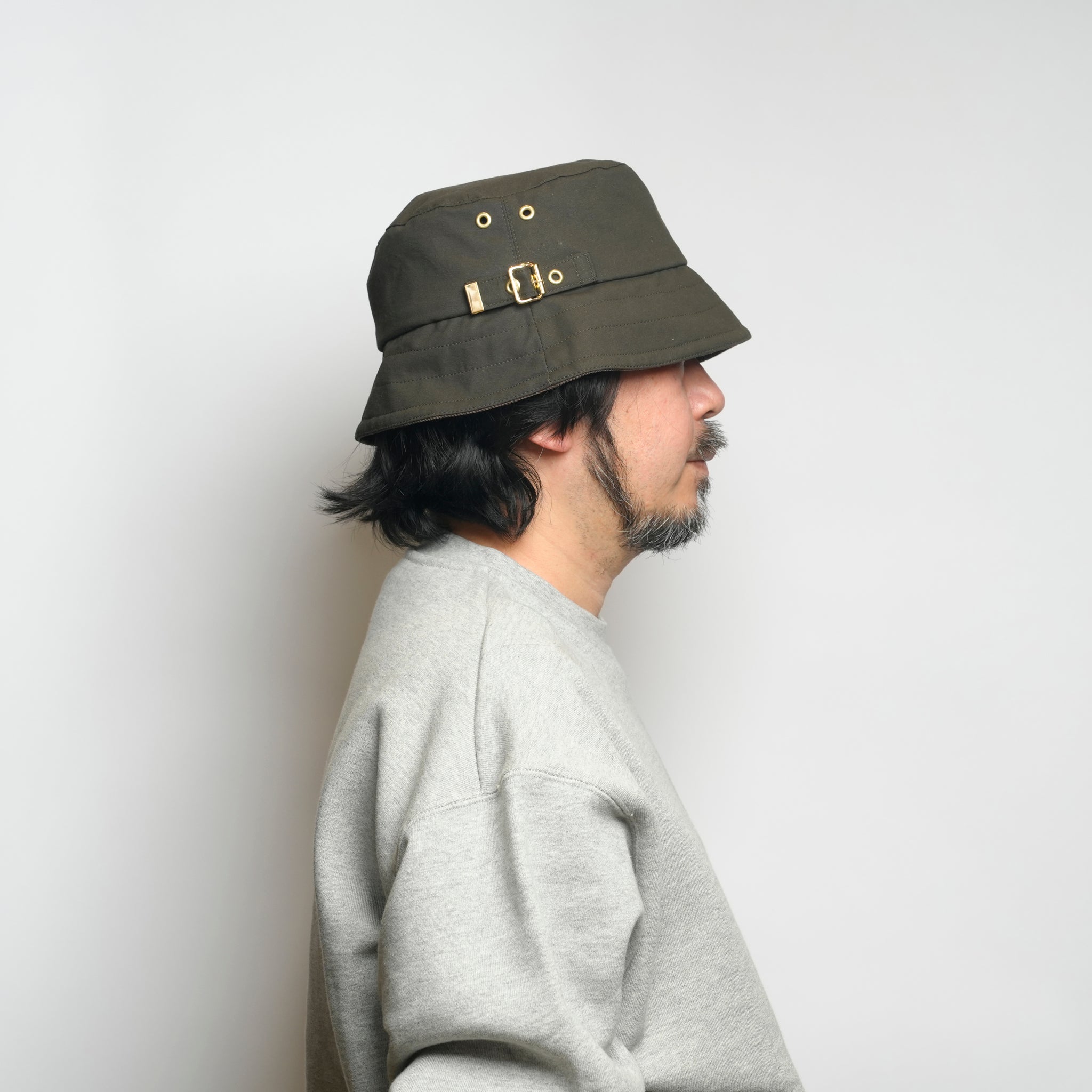 WAX-ish BUCKET HAT | Color_Olive/Charcoal | No_25-3-HTBH01【ORIGINAL JOHN_オリジナルジョン】