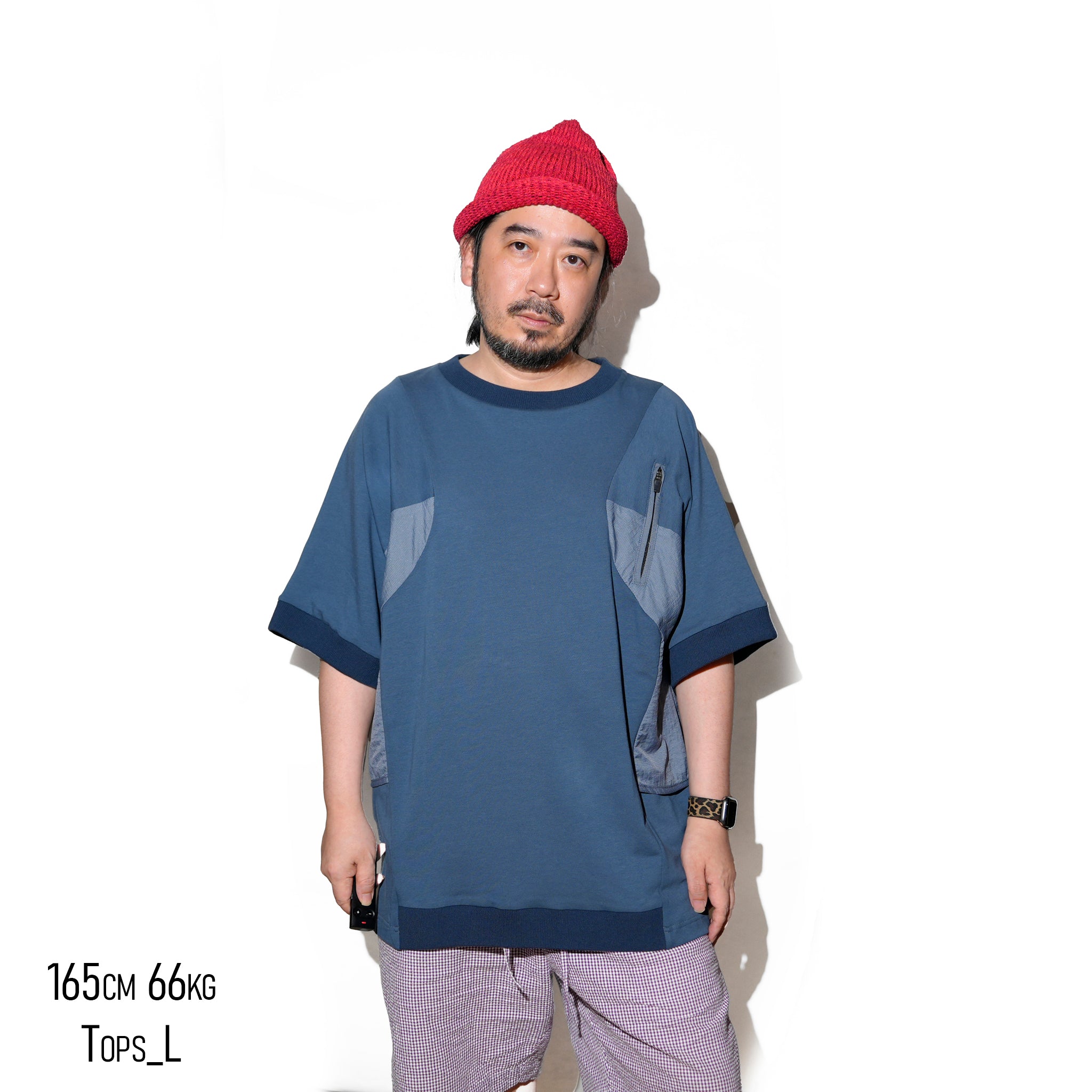 WDM13R0421B | Rib Sleeve Loose Fit Tee | Color:Gray Blue【WEAVISM_ウィーヴィズム】