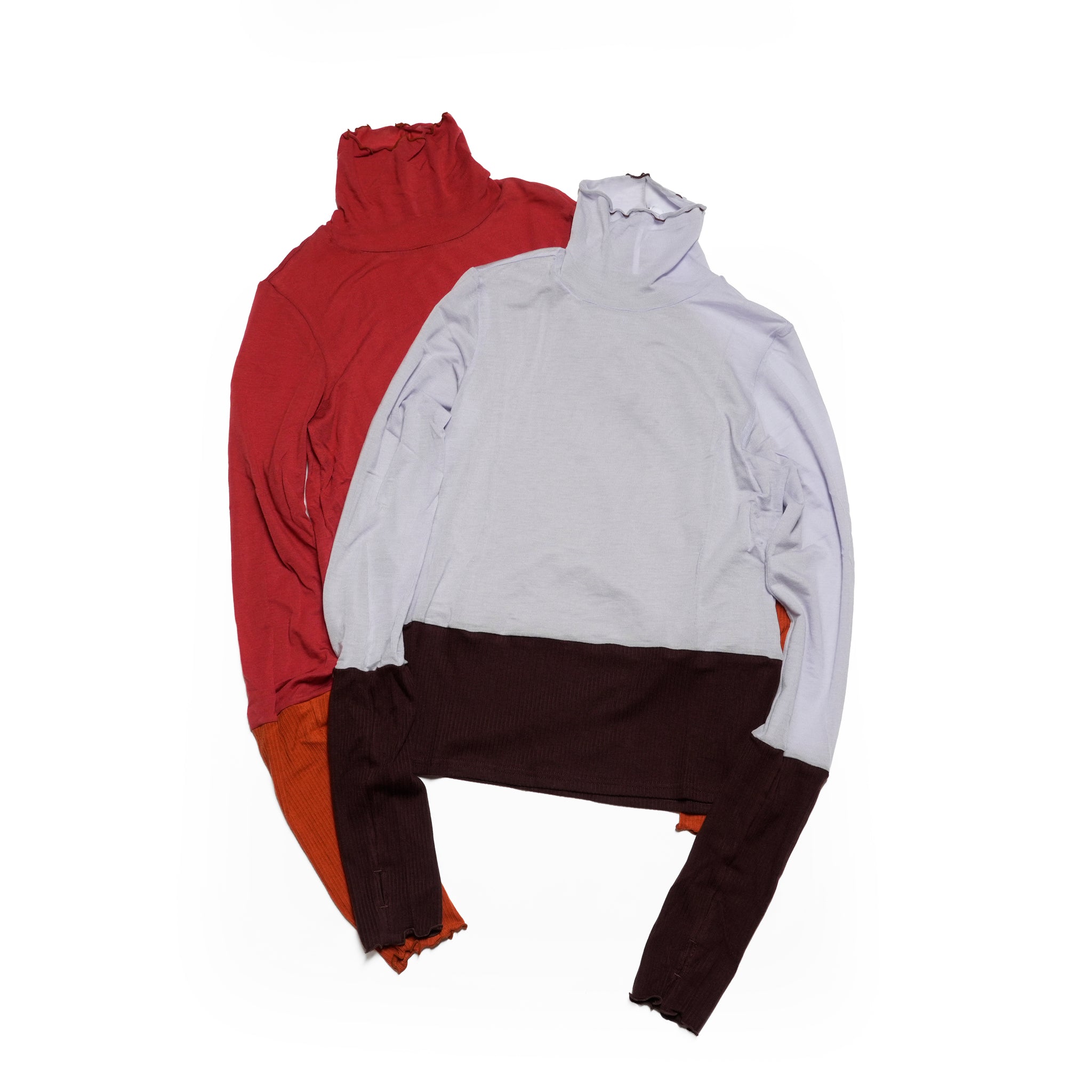 cashmere silk color block turtle | Color_Light Blue / Red | No_WHT25FCS4007【WHYTO_ホワイト】