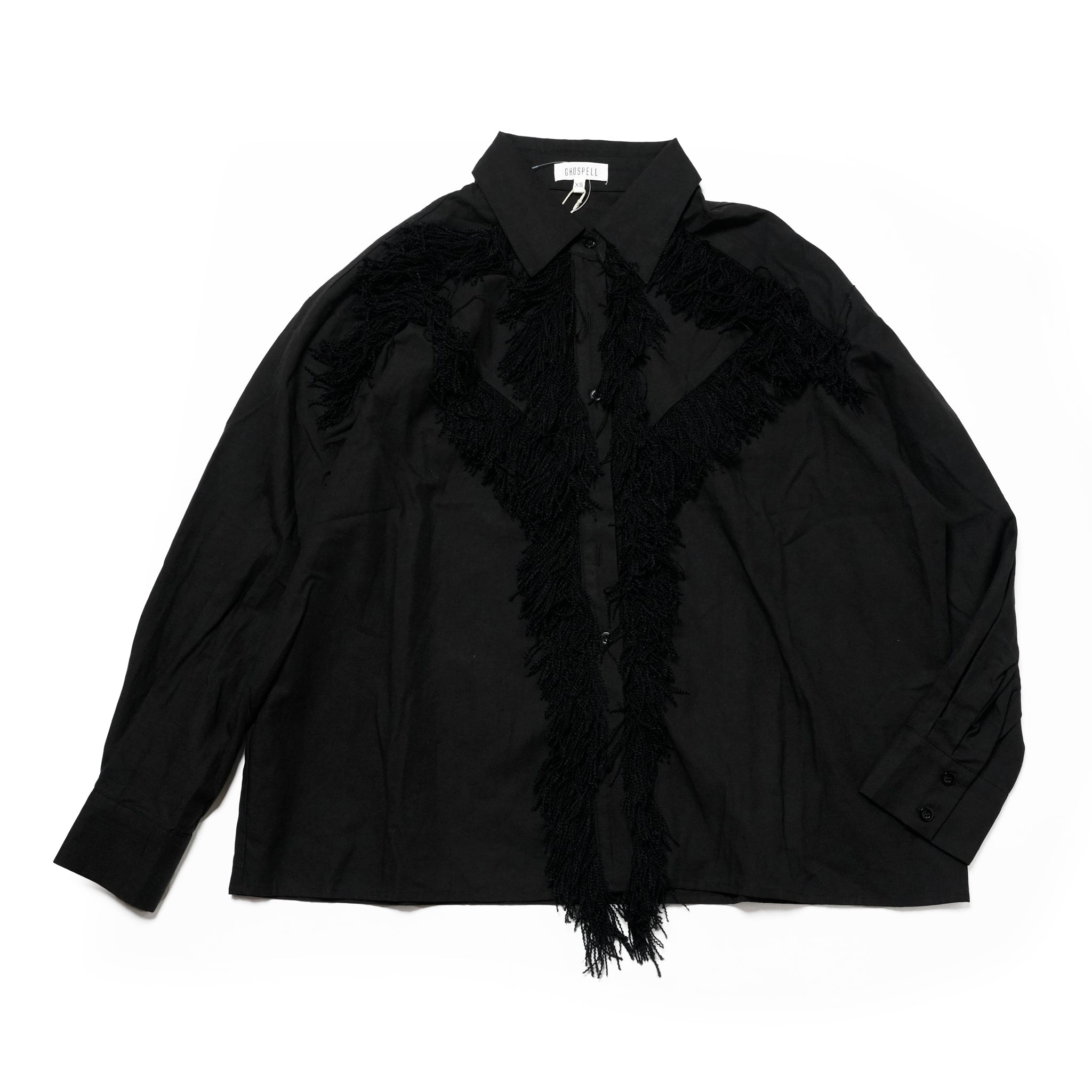 Georgie Fringe Shirt | Color_Black | No_32GH01BLG366BLK_BLACK【GHOSPELL_ゴスペル】