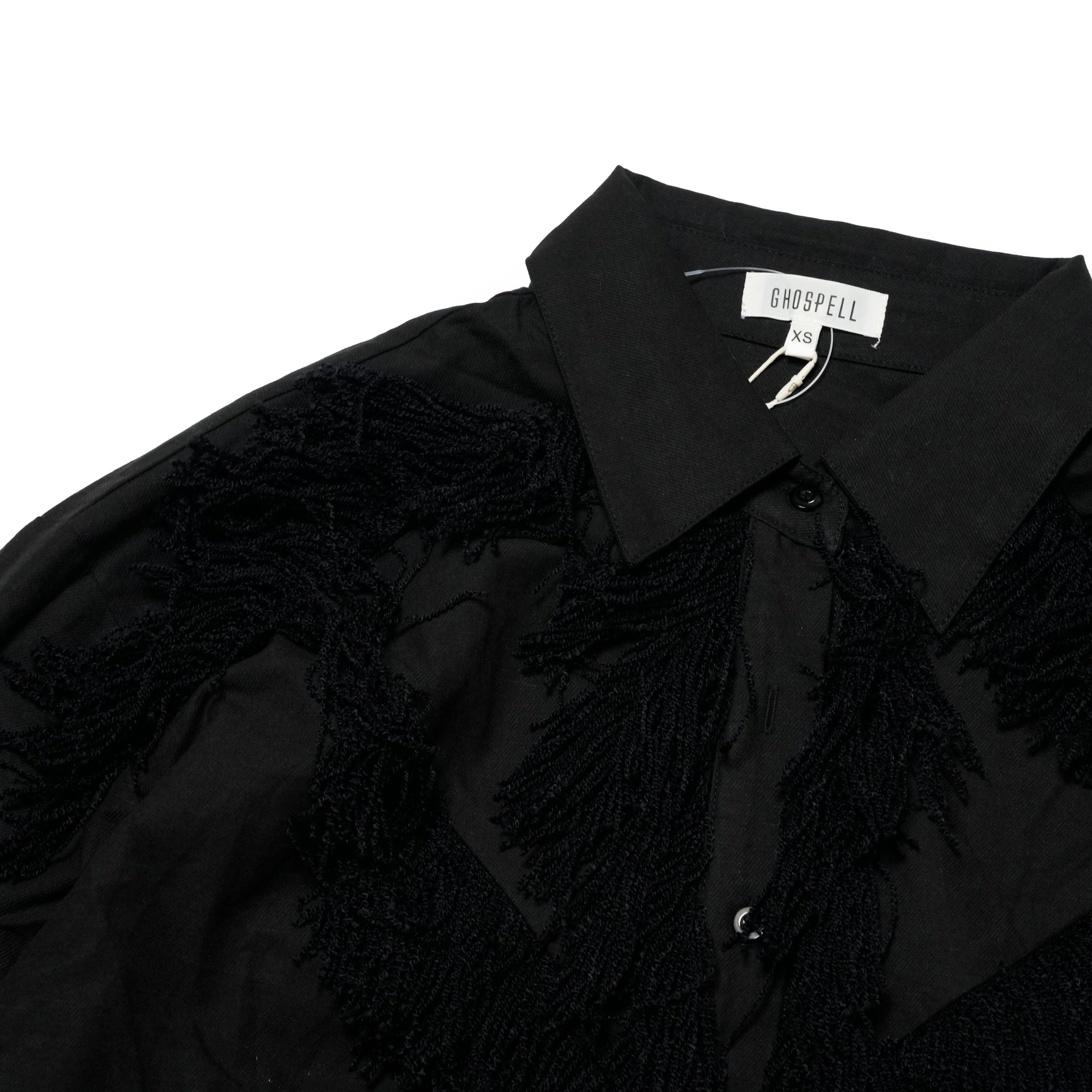 Georgie Fringe Shirt | Color_Black | No_32GH01BLG366BLK_BLACK【GHOSPELL_ゴスペル】