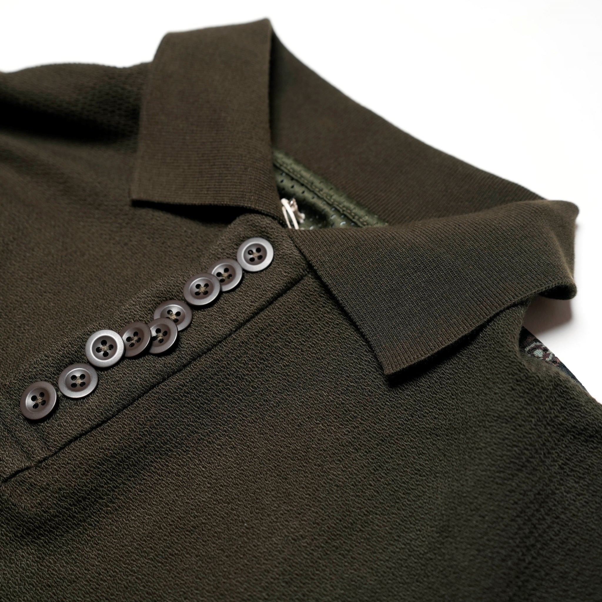 ACR24SS-S01 / (A)crypsis® totem fabric patchwork polo shirt-OLIVE | Size:Free【(A)CRYPSIS®】【SEIVSON_セイヴソン】