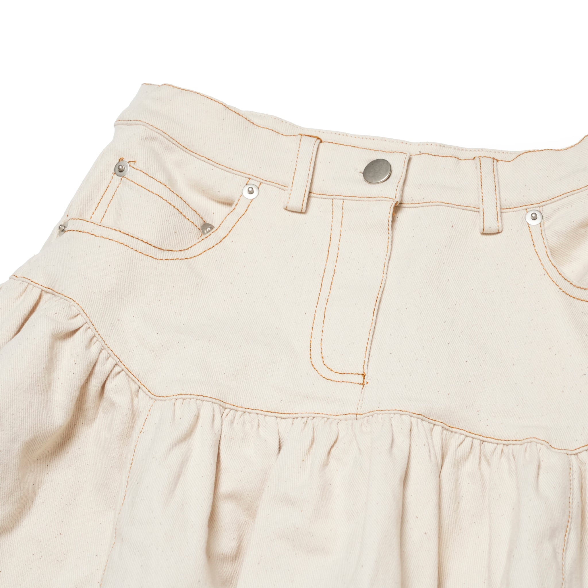 Quincey Drill Midi Skirt | Color_Ivory | No_32GH01SKG146IVO_IVORY【GHOSPELL_ゴスペル】