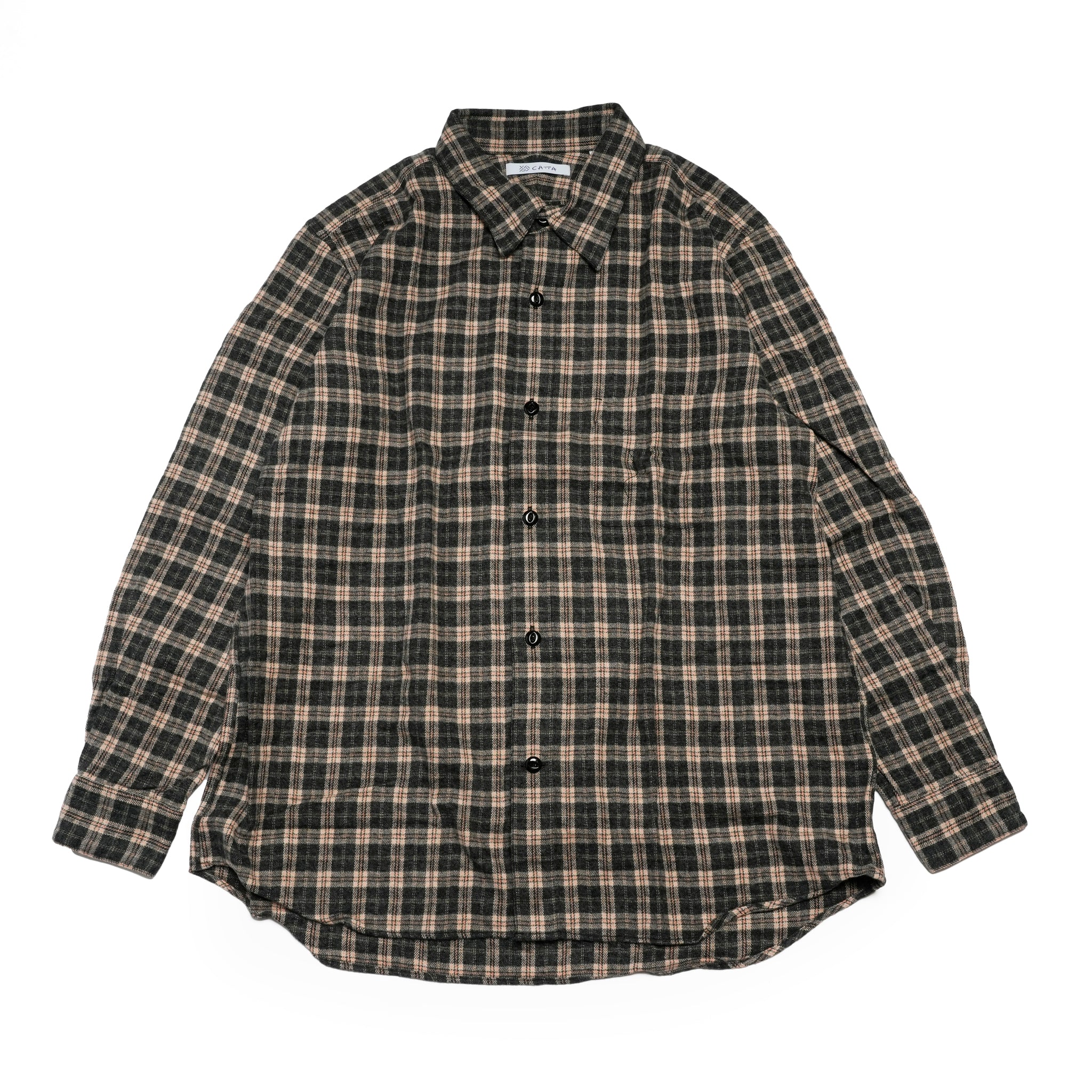 REGULAR COLLAR SHIRT-MELANGE CHECK | Color_Black | No_rg-03_black【CATTA_カッタ】