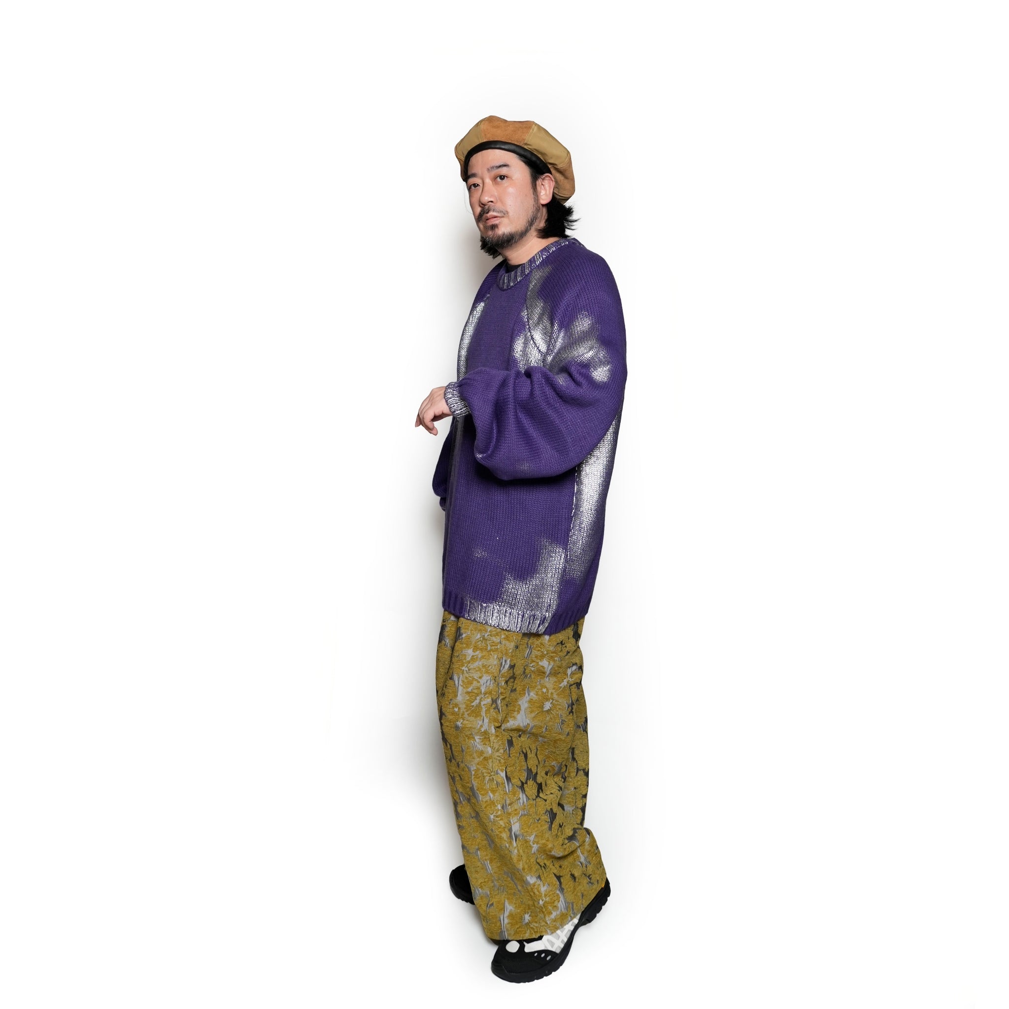 217313_Green | Wide Baggy Pants (Jacquard) | Color:Green【APHLOTUS_アプロタス】