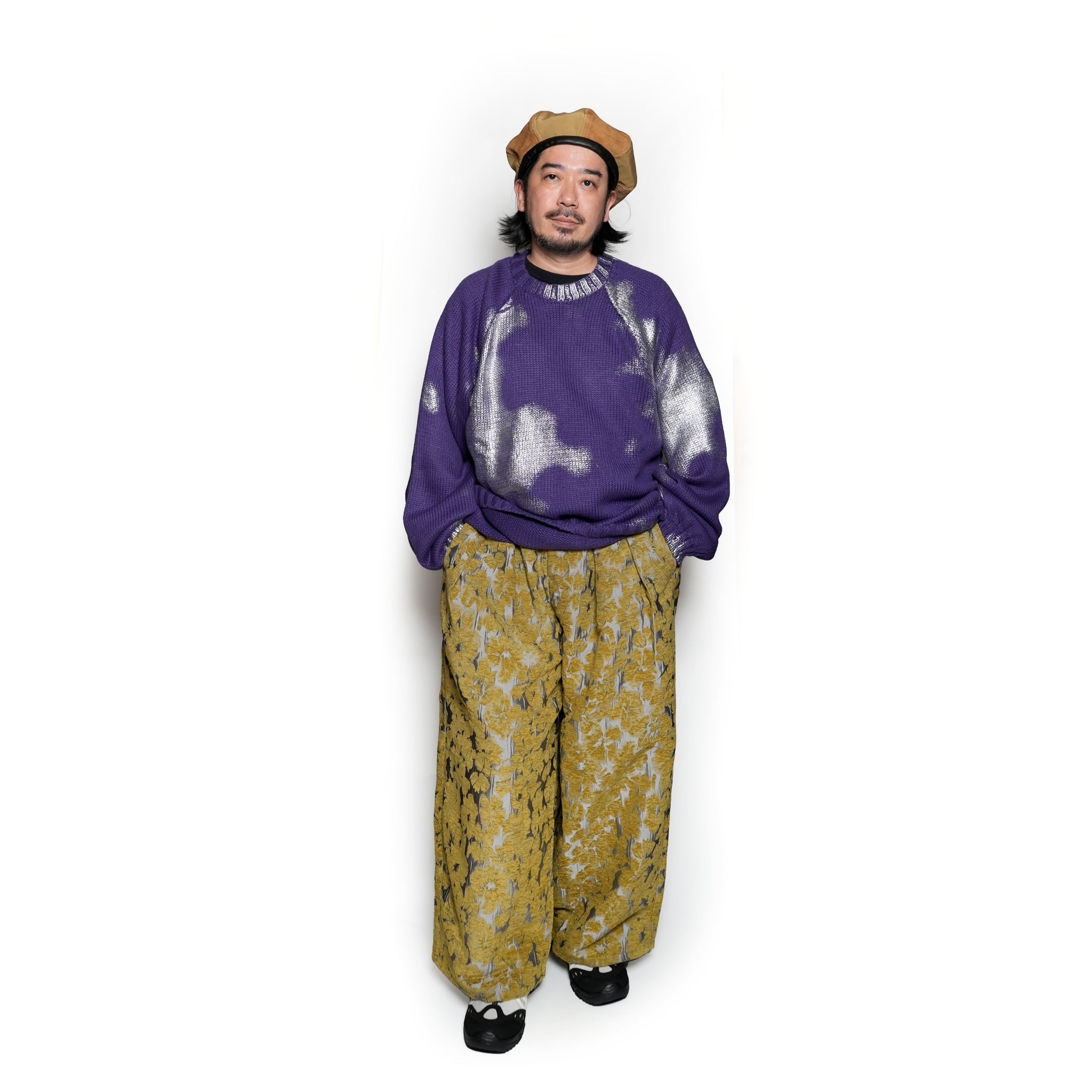 217313_Green | Wide Baggy Pants (Jacquard) | Color:Green【APHLOTUS_アプロタス】