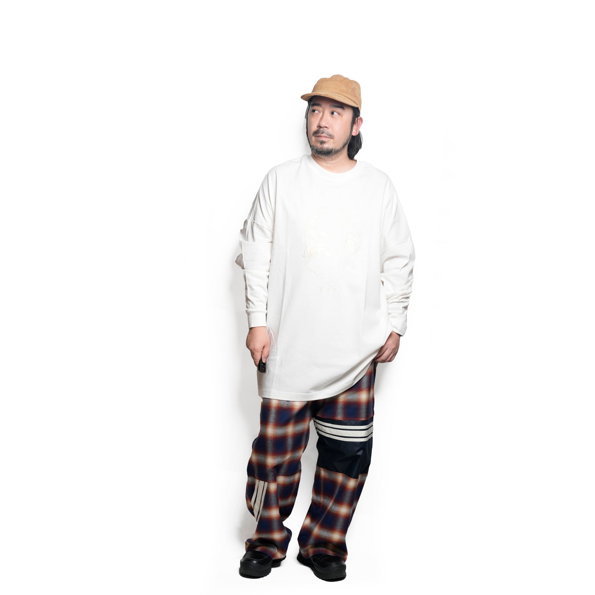 ECONOMY EMBROI L/S T-SHIRT | Color_White | No_sf25aw-20c_white【STOF_ストフ】