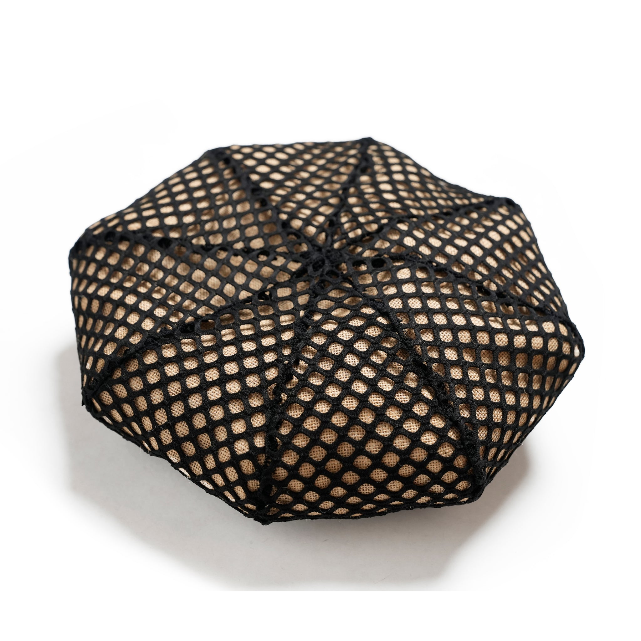COVERED JUTE 8 PANELS BIG BERET | Color_Natural-Black | No_25-2-HT8BB02【ORIGINAL JOHN_オリジナルジョン】