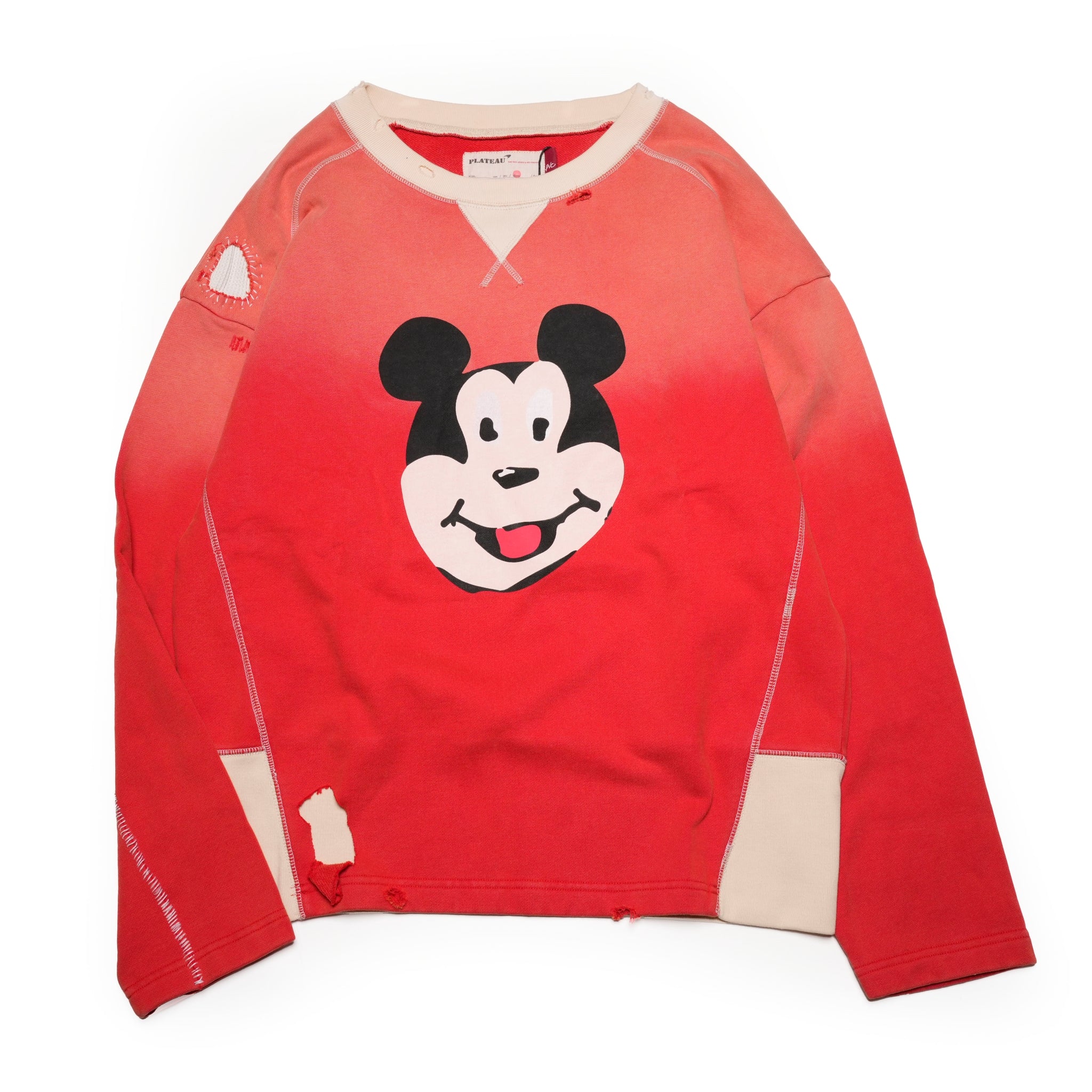 Pla24awt01-2_Washed red | Mickey vitage crewneck | Color:Washed Red【PLATEAU STUDIO_プラトー スタジオ】