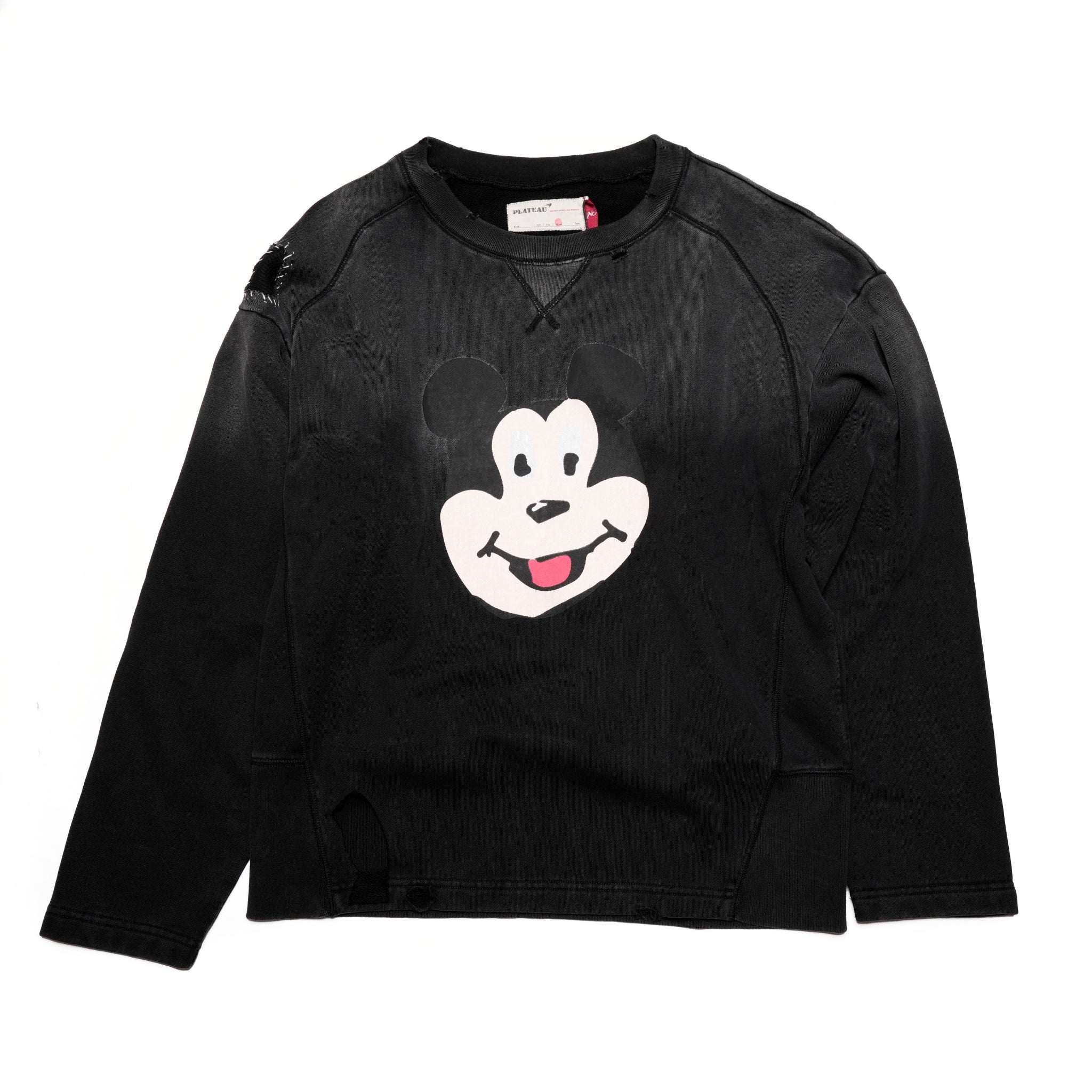 Pla24awt01-1_Washed black | Mickey vitage crewneck | Color:Washed Black【PLATEAU STUDIO_プラトー スタジオ】