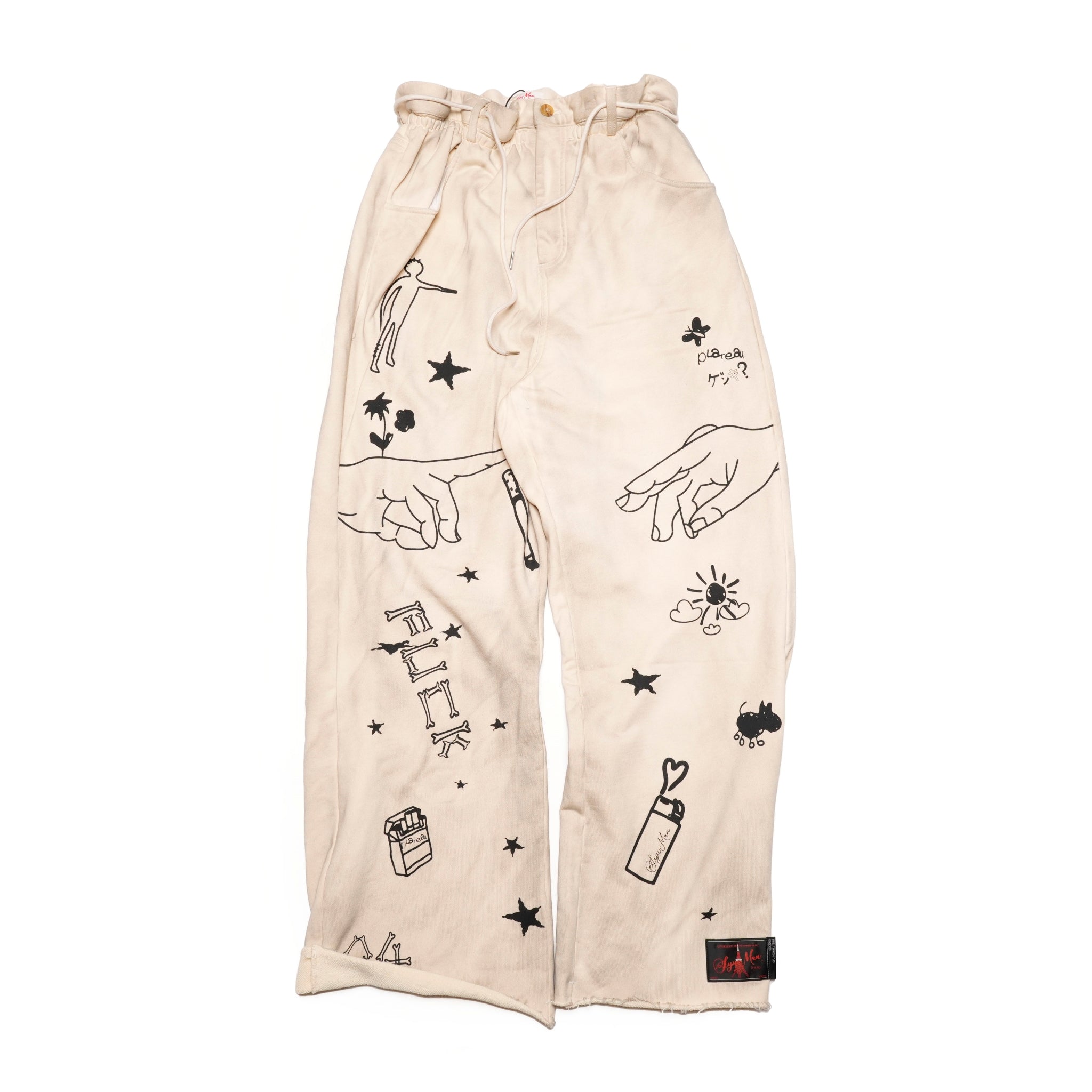 Pla24awcol3-2_Dirty beige | x SYU.Man illustrator pants | Color:Dirty Beige【PLATEAU STUDIO_プラトー スタジオ】