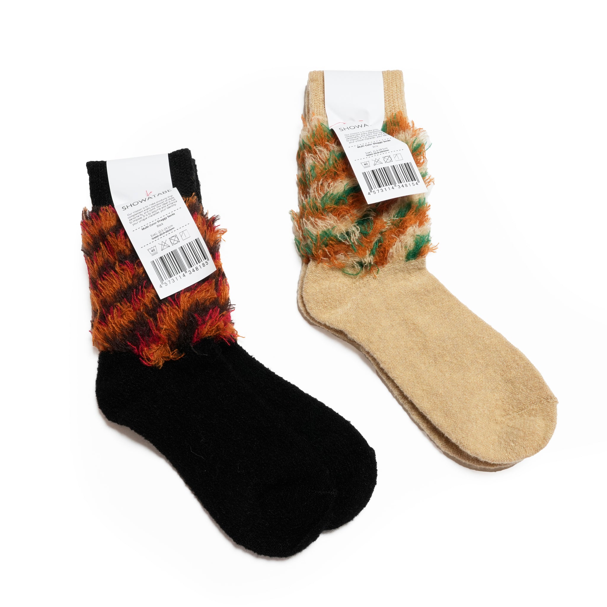 Multi-Color Shaggy Socks | Color:Ecru/Black  SW-27【DECKA QUALITY SOCKS_デカクオリティソックス】【SHOWATABÉ】【ネコポス選択可能】