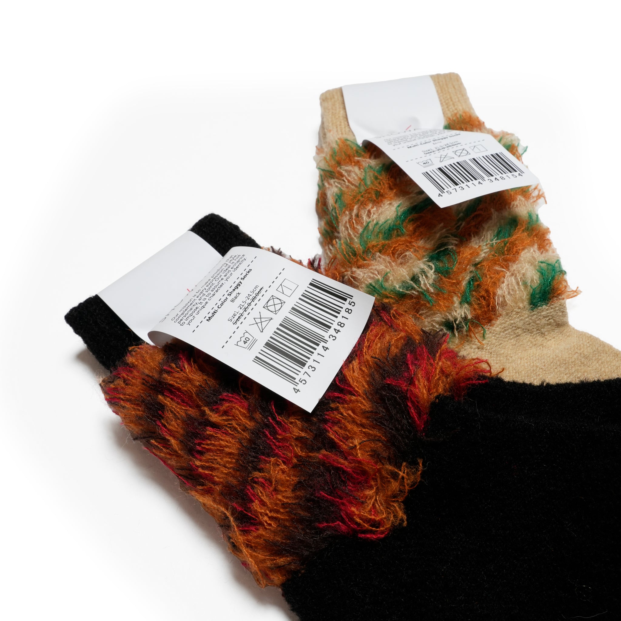 Multi-Color Shaggy Socks | Color:Ecru/Black  SW-27【DECKA QUALITY SOCKS_デカクオリティソックス】【SHOWATABÉ】【ネコポス選択可能】
