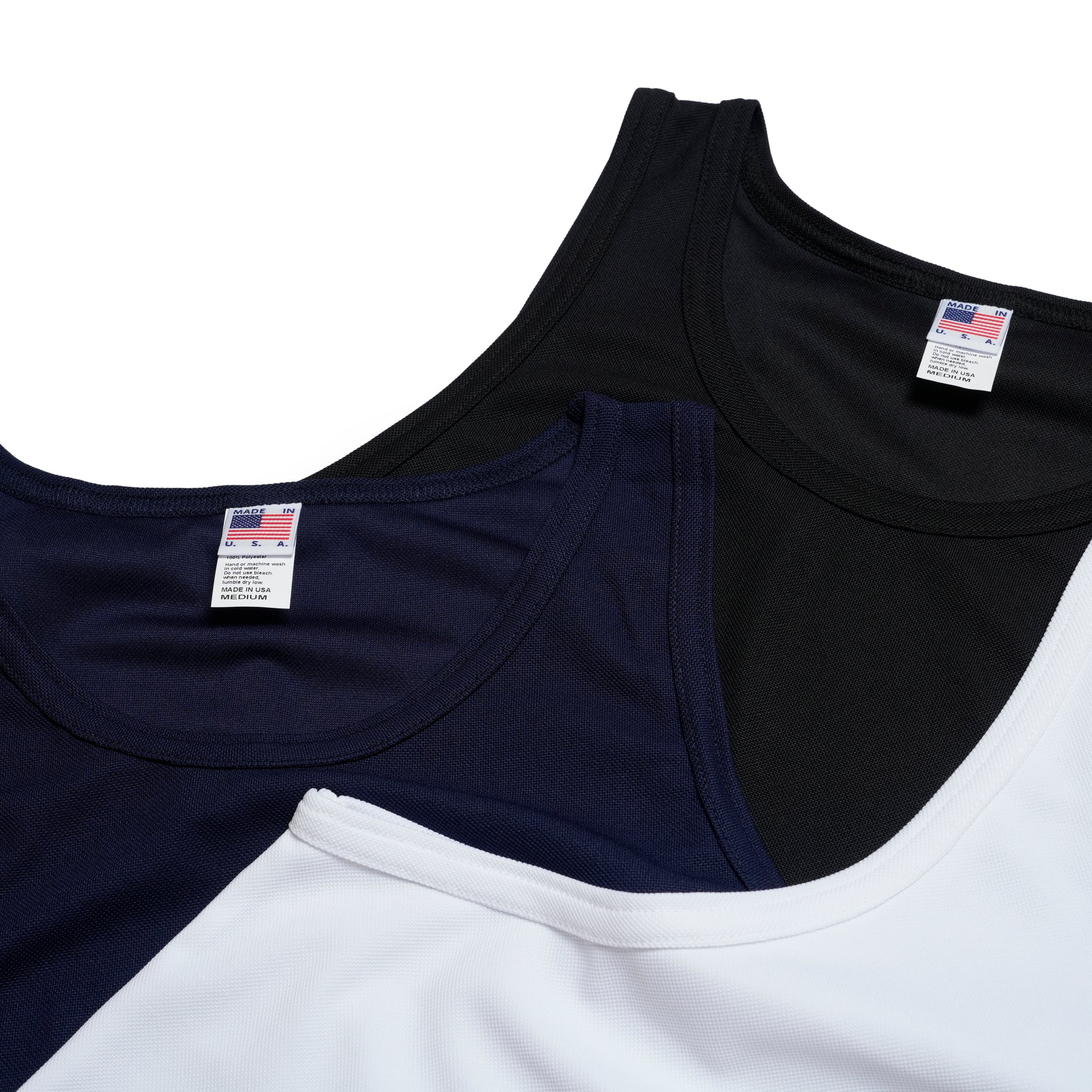 Dry Pique Tank Top 100% Polyester – White / Black / Navy | Size:M / L