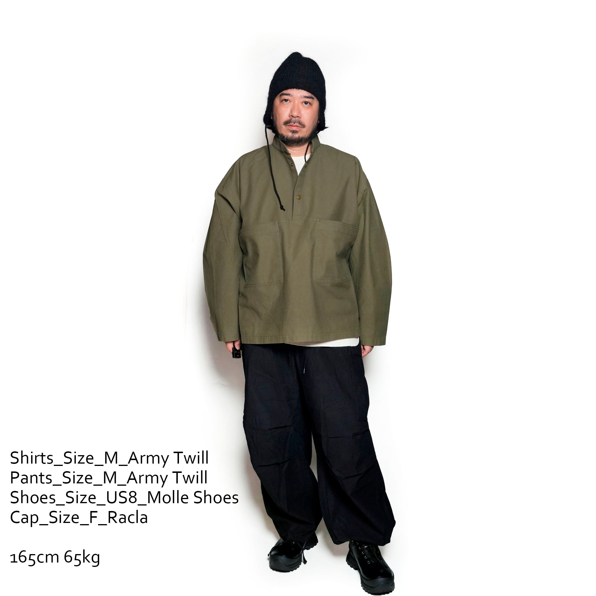 AM-2457004_Khaki | Back Satin Smock | Color:Khaki【ARMY TWILL_アーミーツイル】