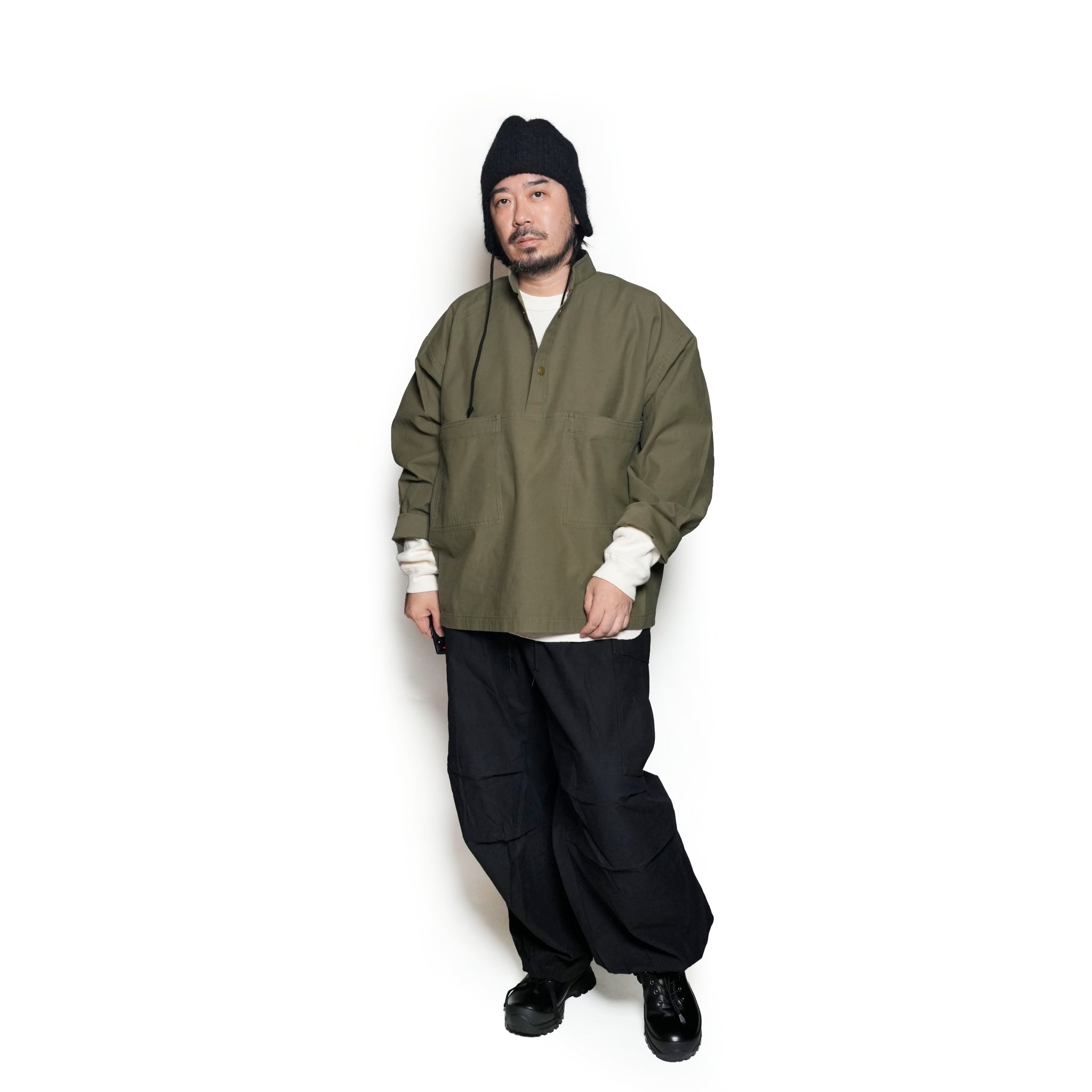 AM-2457004_Khaki | Back Satin Smock | Color:Khaki【ARMY TWILL_アーミーツイル】