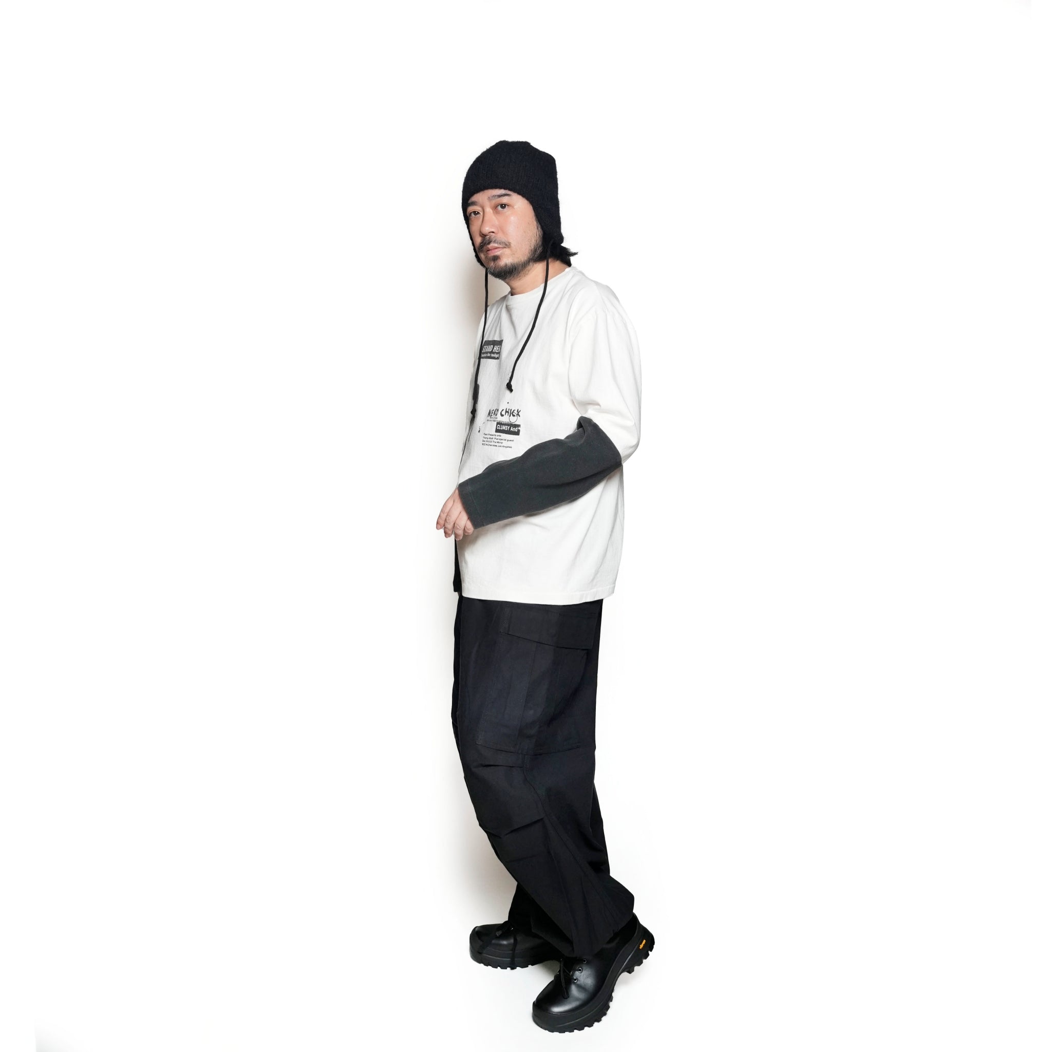 AM-2455001_Black | Back Satin Cargo Pants | Color:Black【ARMY TWILL_アーミーツイル】