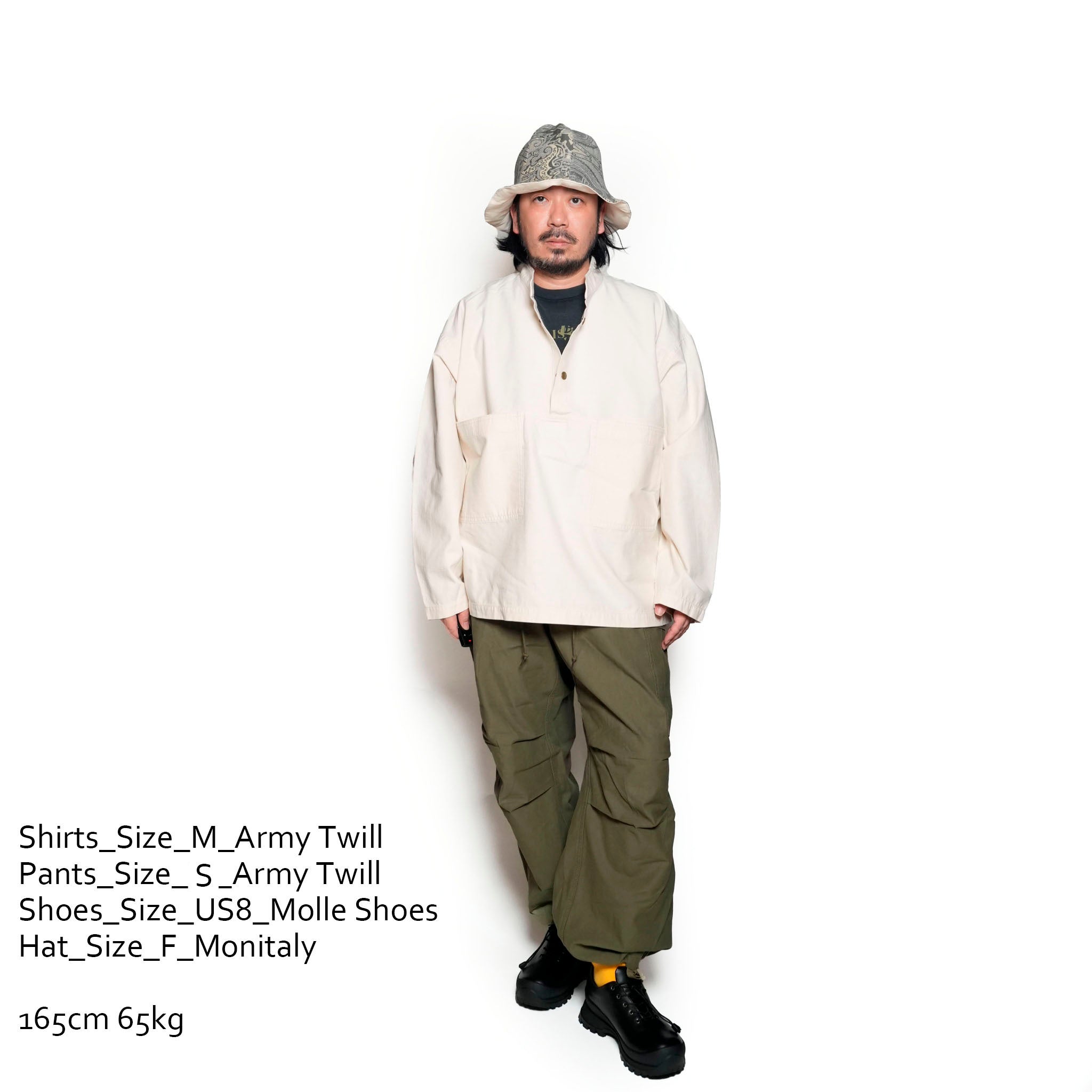 AM-2457004_Ecru | Back Satin Smock | Color:Ecru【ARMY TWILL_アーミーツイル】