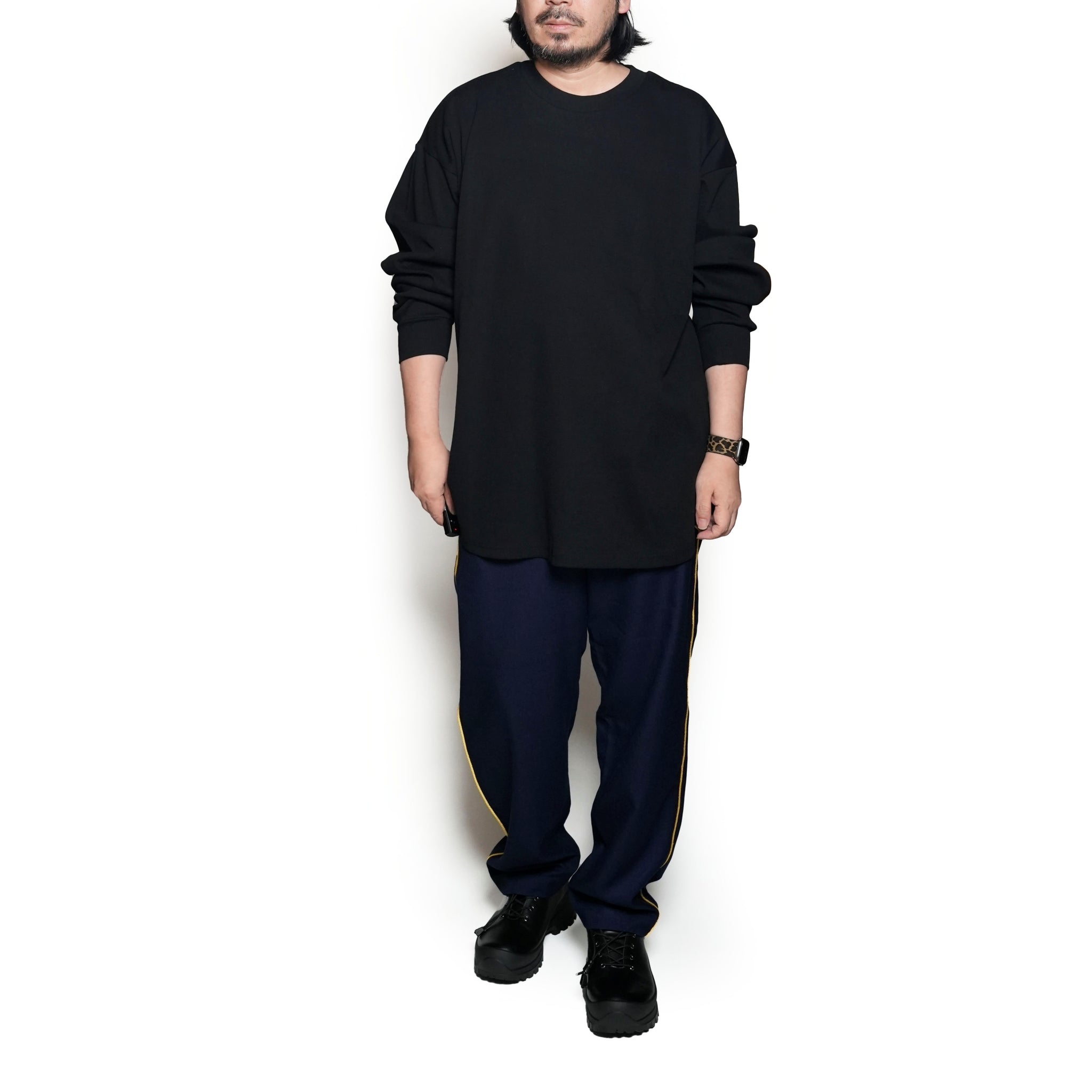 High Stretch RIB Long Sleeve | Black【AMBERGLEAM_アンバーグリーム】| 1215141111