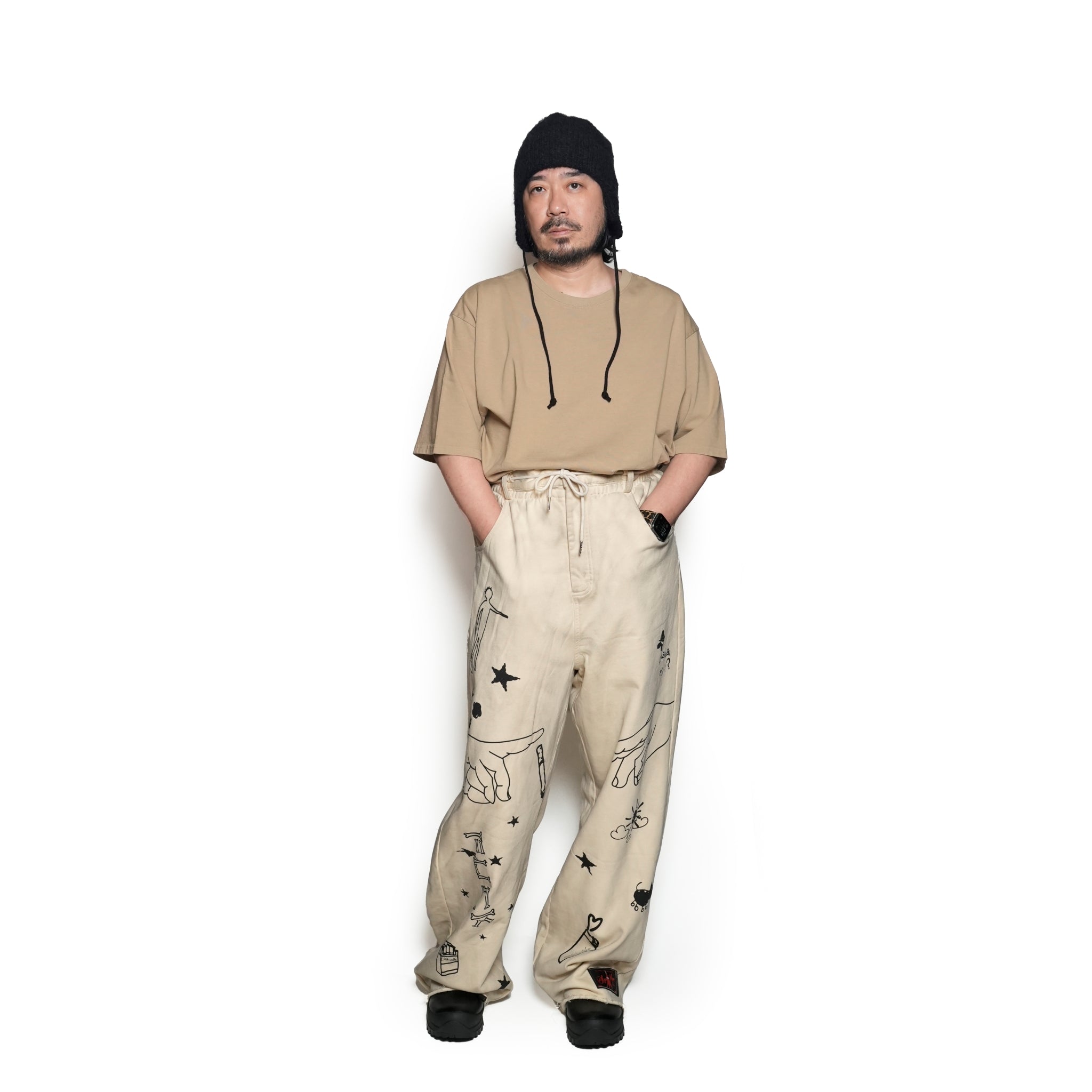 Pla24awcol3-2_Dirty beige | x SYU.Man illustrator pants | Color:Dirty