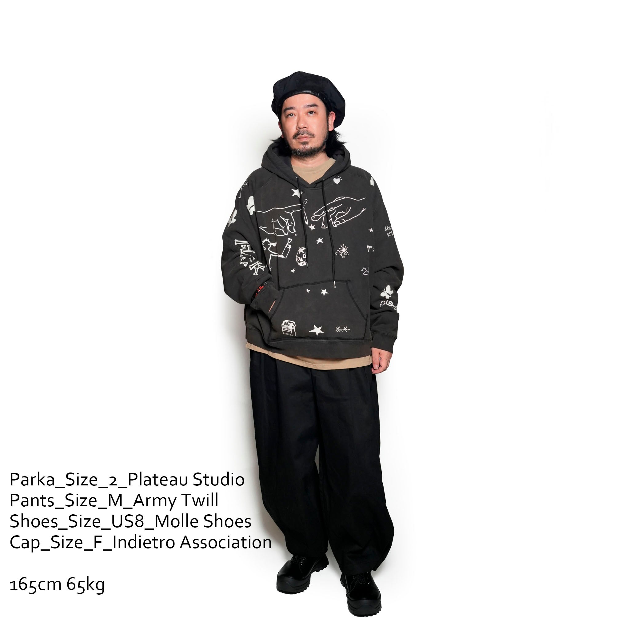 Pla24awcol2-1_washed black | x SYU.Man illustrator hoodie | Color:Washed Black【PLATEAU STUDIO_プラトー スタジオ】