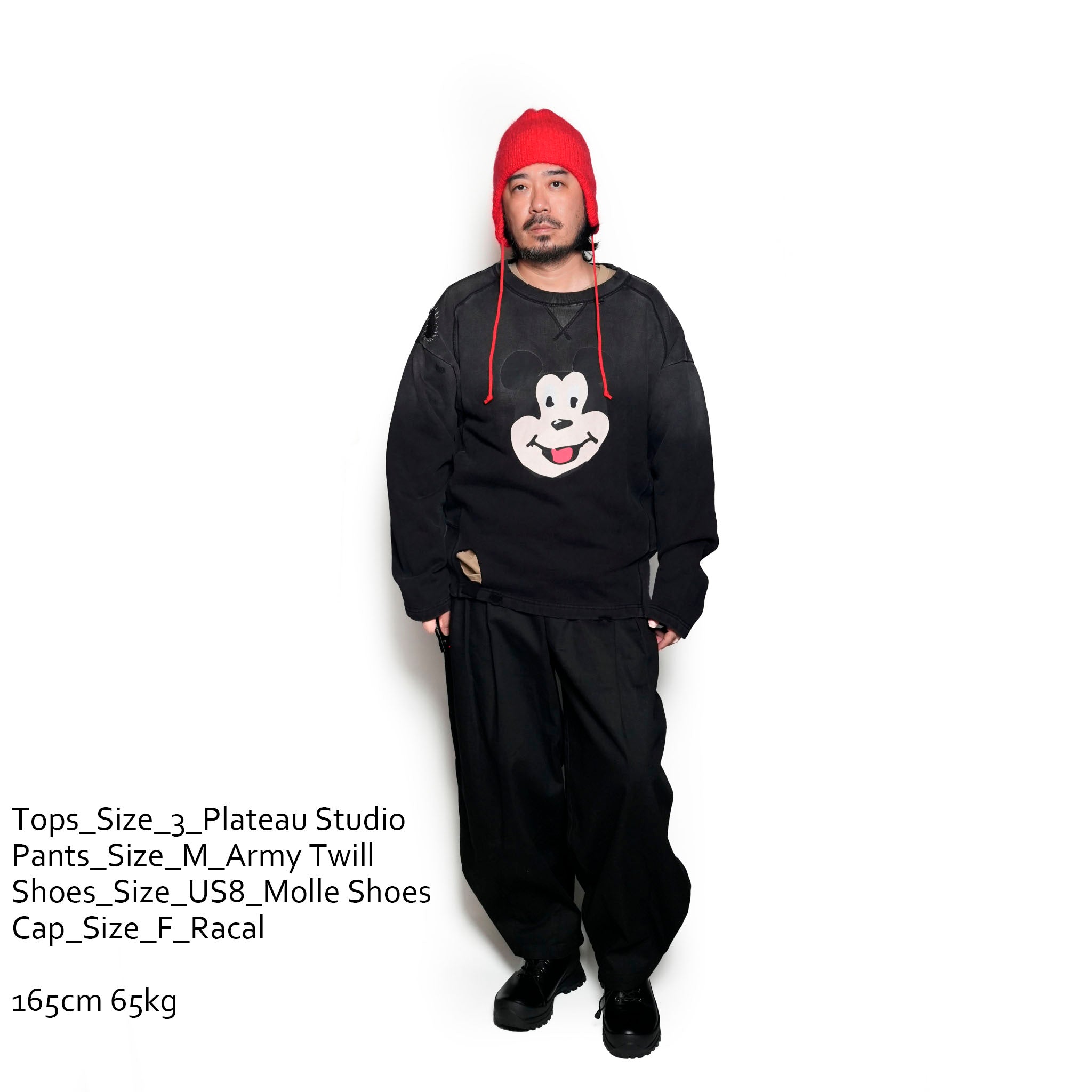 Pla24awt01-1_Washed black | Mickey vitage crewneck | Color:Washed Black【PLATEAU STUDIO_プラトー スタジオ】